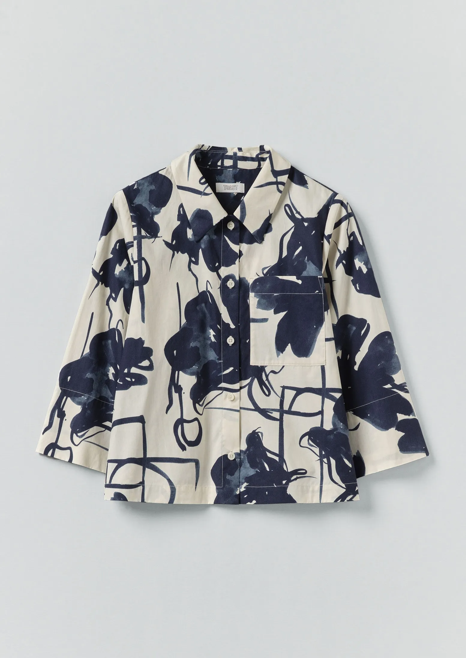 Pen And Ink Print Cotton Poplin Shirt | Ink Blue sold by TOAST
