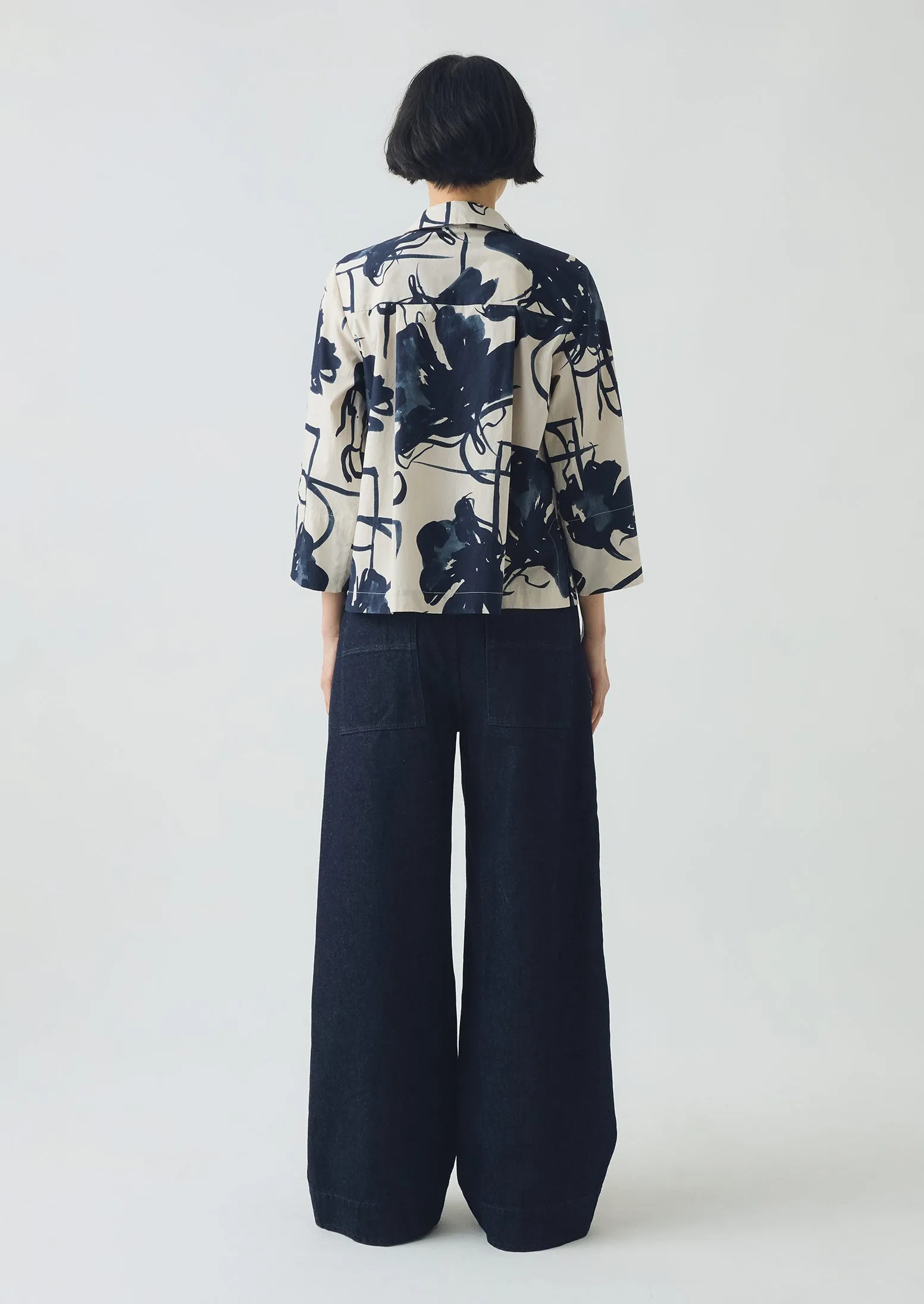 Pen And Ink Print Cotton Poplin Shirt | Ink Blue sold by TOAST product image thumbnail 4