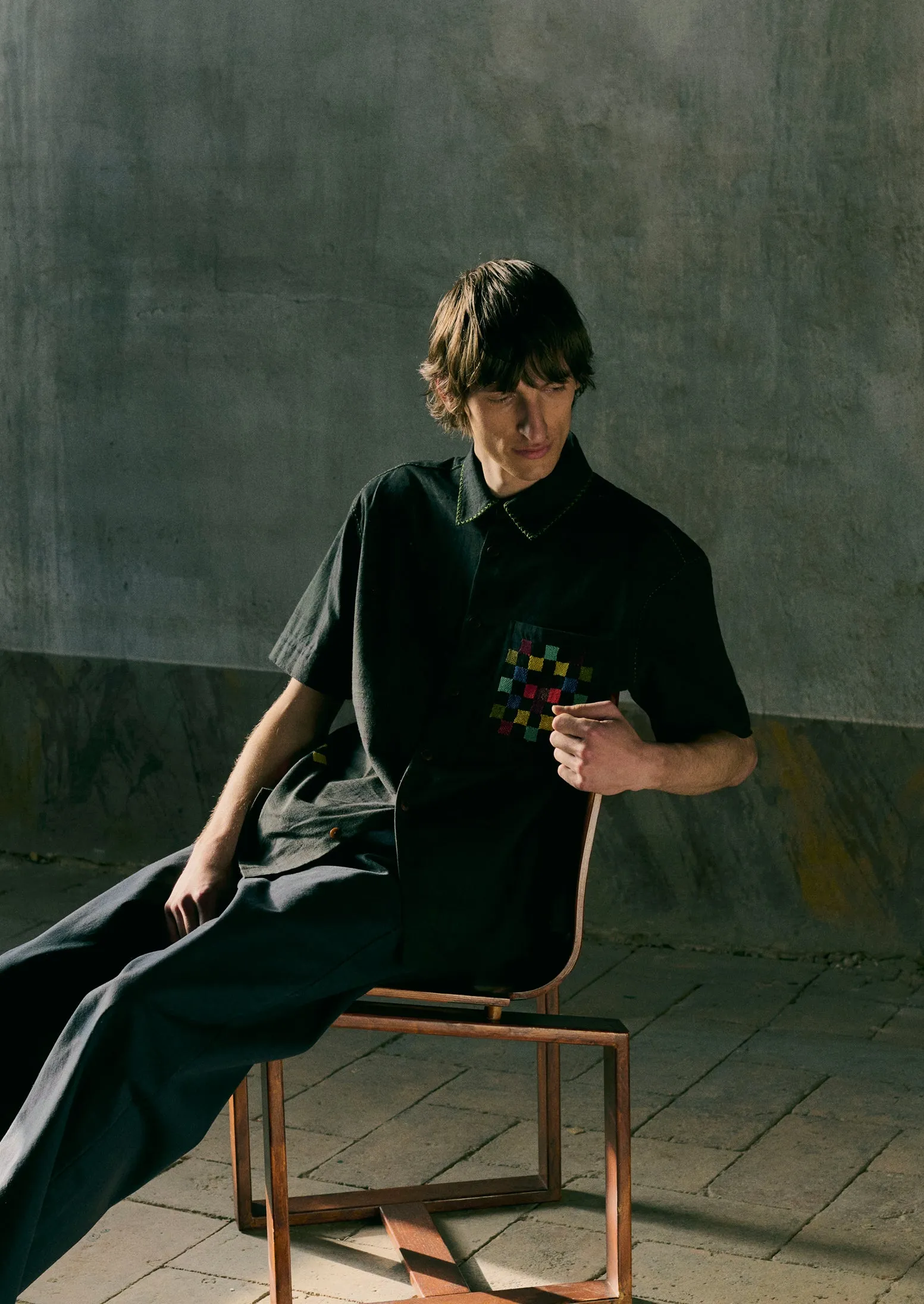 Overdyed Hand Embroidered Shirt | Graphite Multi sold by TOAST product image thumbnail 2