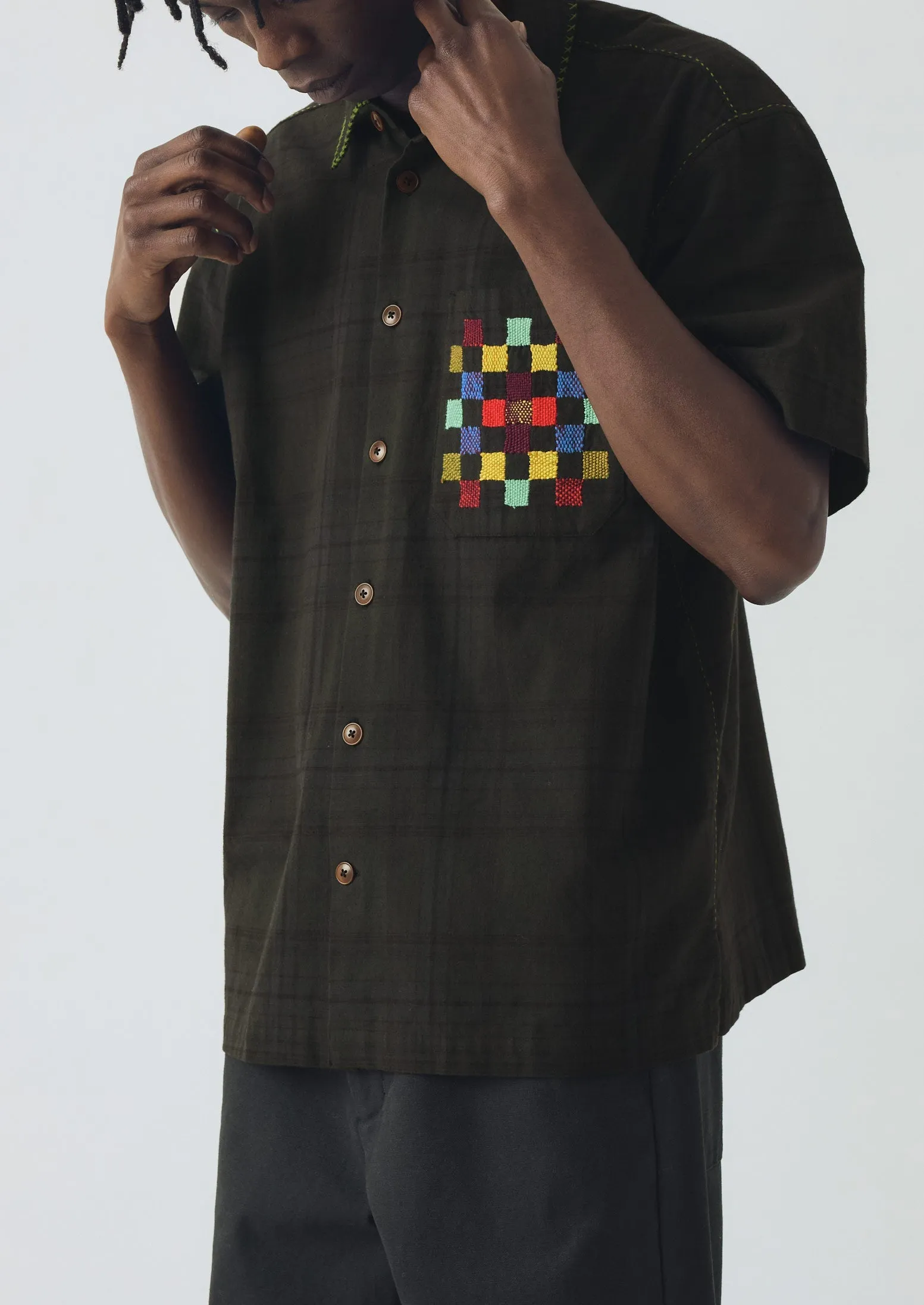 Overdyed Hand Embroidered Shirt | Graphite Multi sold by TOAST product image thumbnail 4