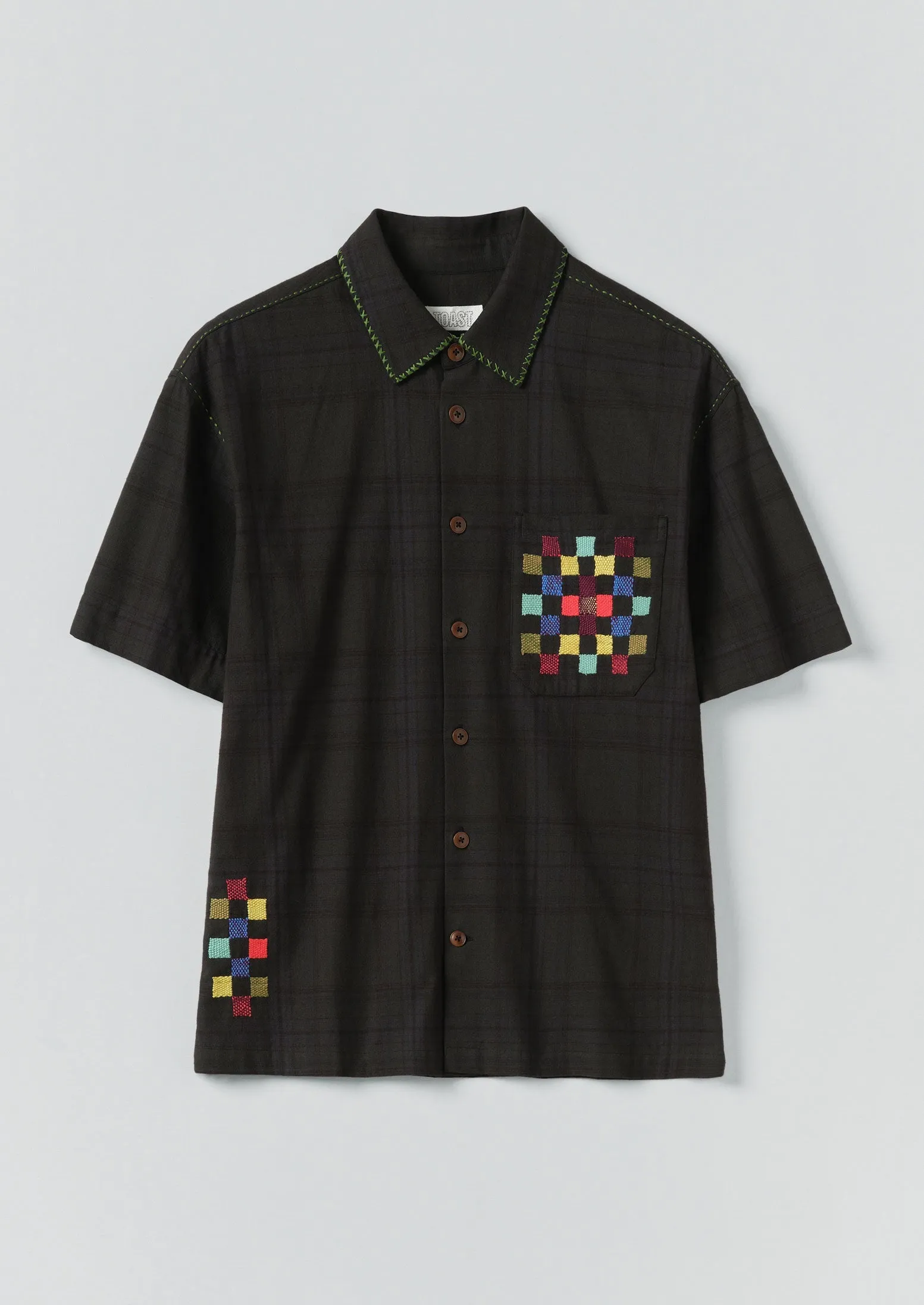 Overdyed Hand Embroidered Shirt | Graphite Multi sold by TOAST