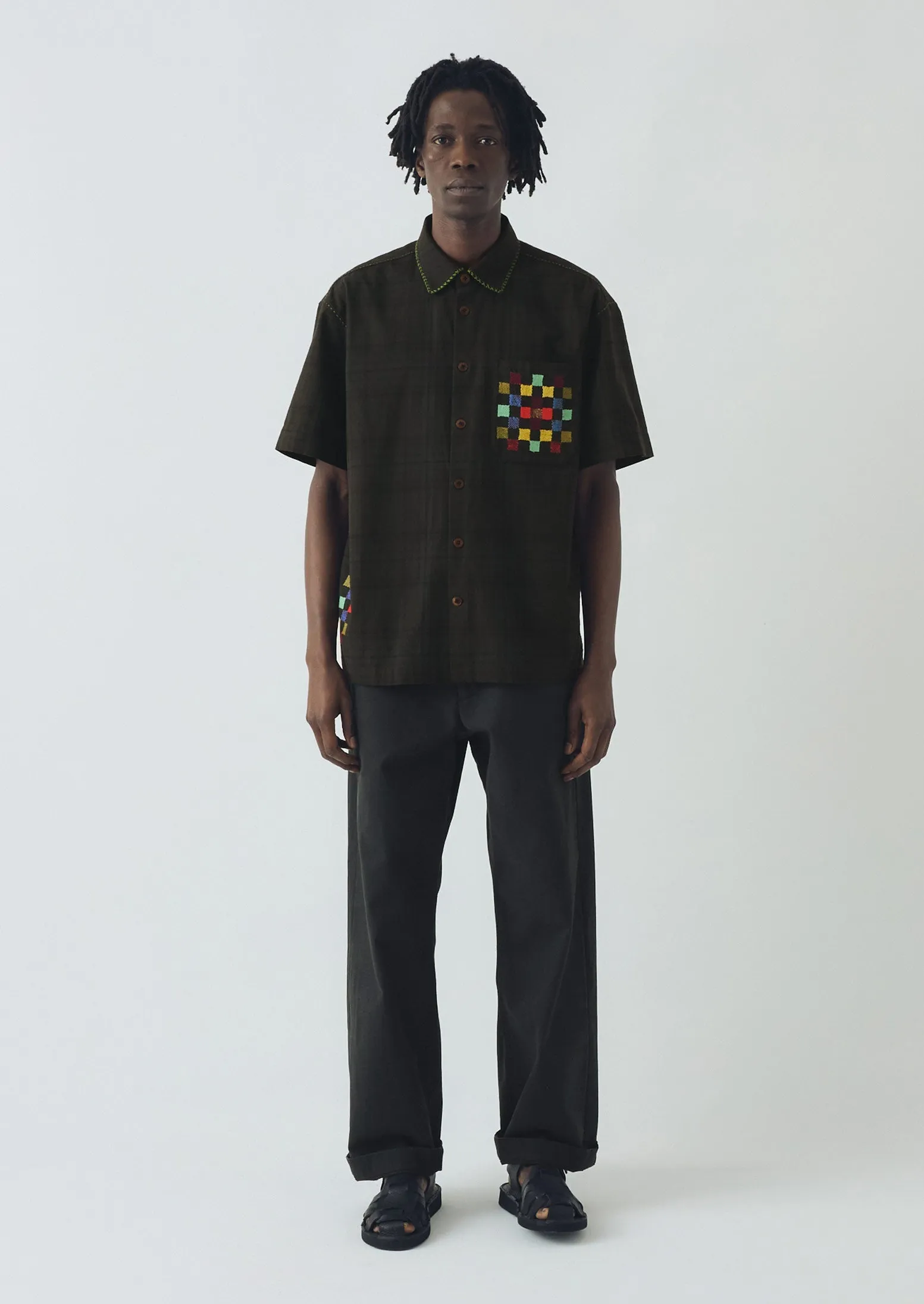 Overdyed Hand Embroidered Shirt | Graphite Multi sold by TOAST product image thumbnail 5