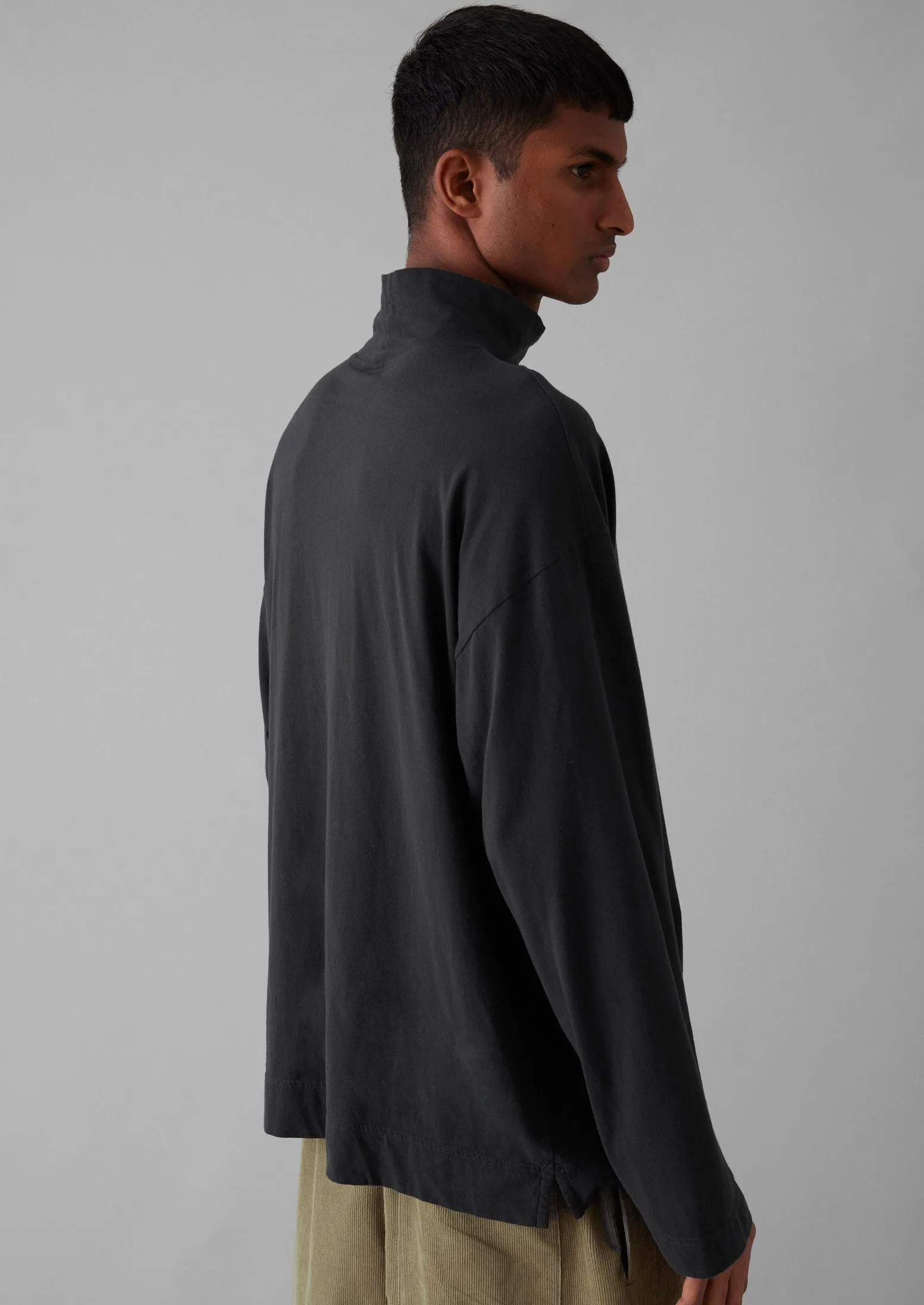 Brushed Cotton High Neck Lounge Top | Soft Charcoal sold by TOAST product image thumbnail 4