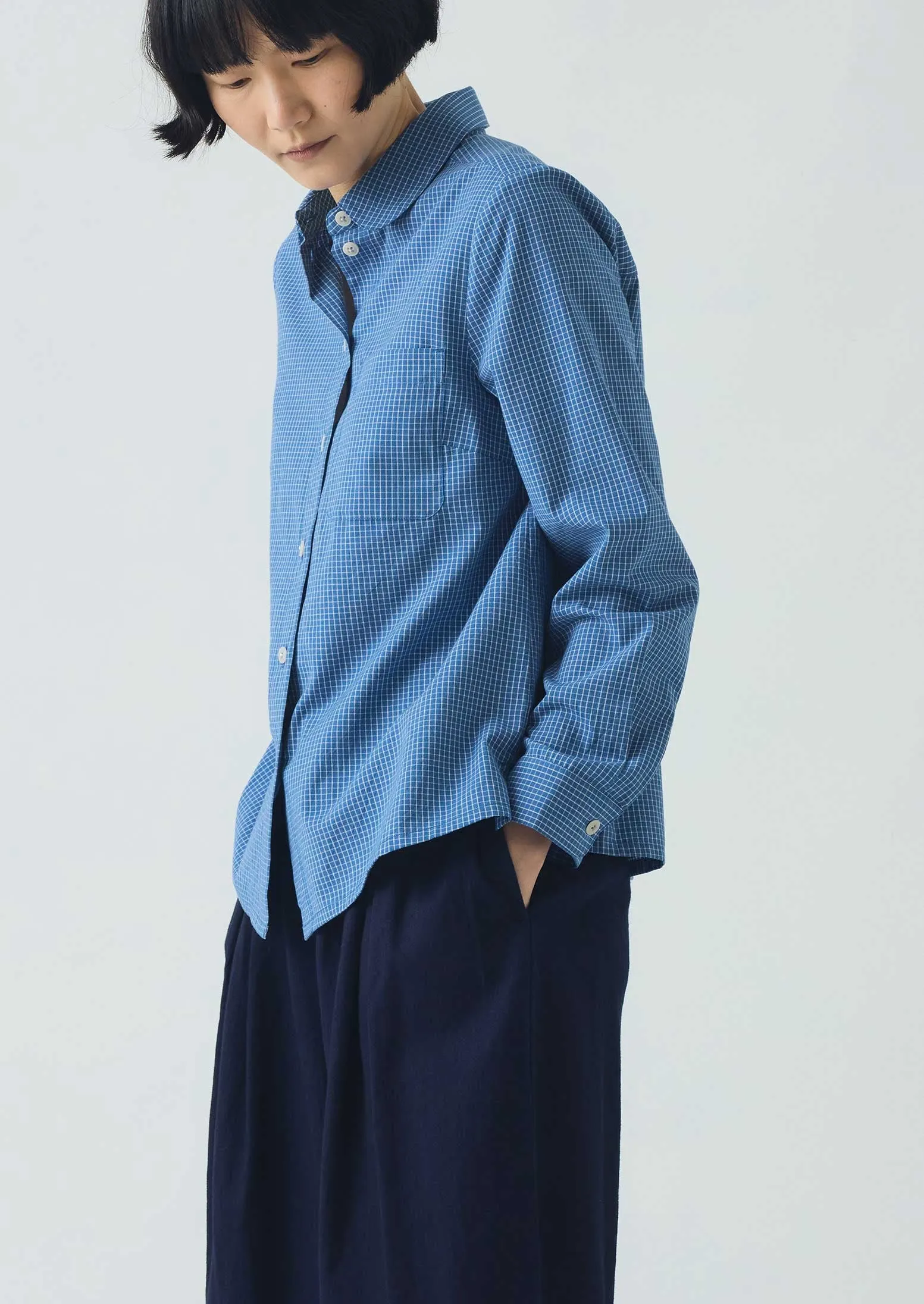 Ollie Check Shirt | Mid Blue sold by TOAST product image thumbnail 3