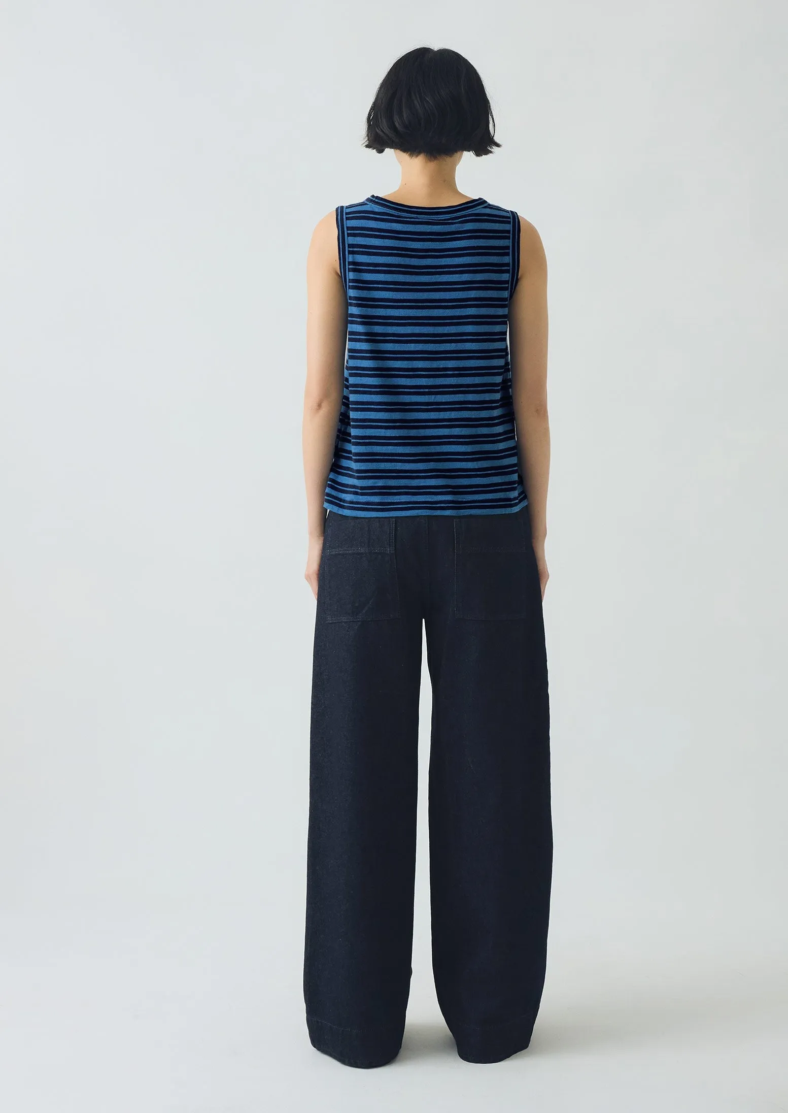 Stripe Cotton Tank Top | Navy/Celestial Blue sold by TOAST product image thumbnail 4