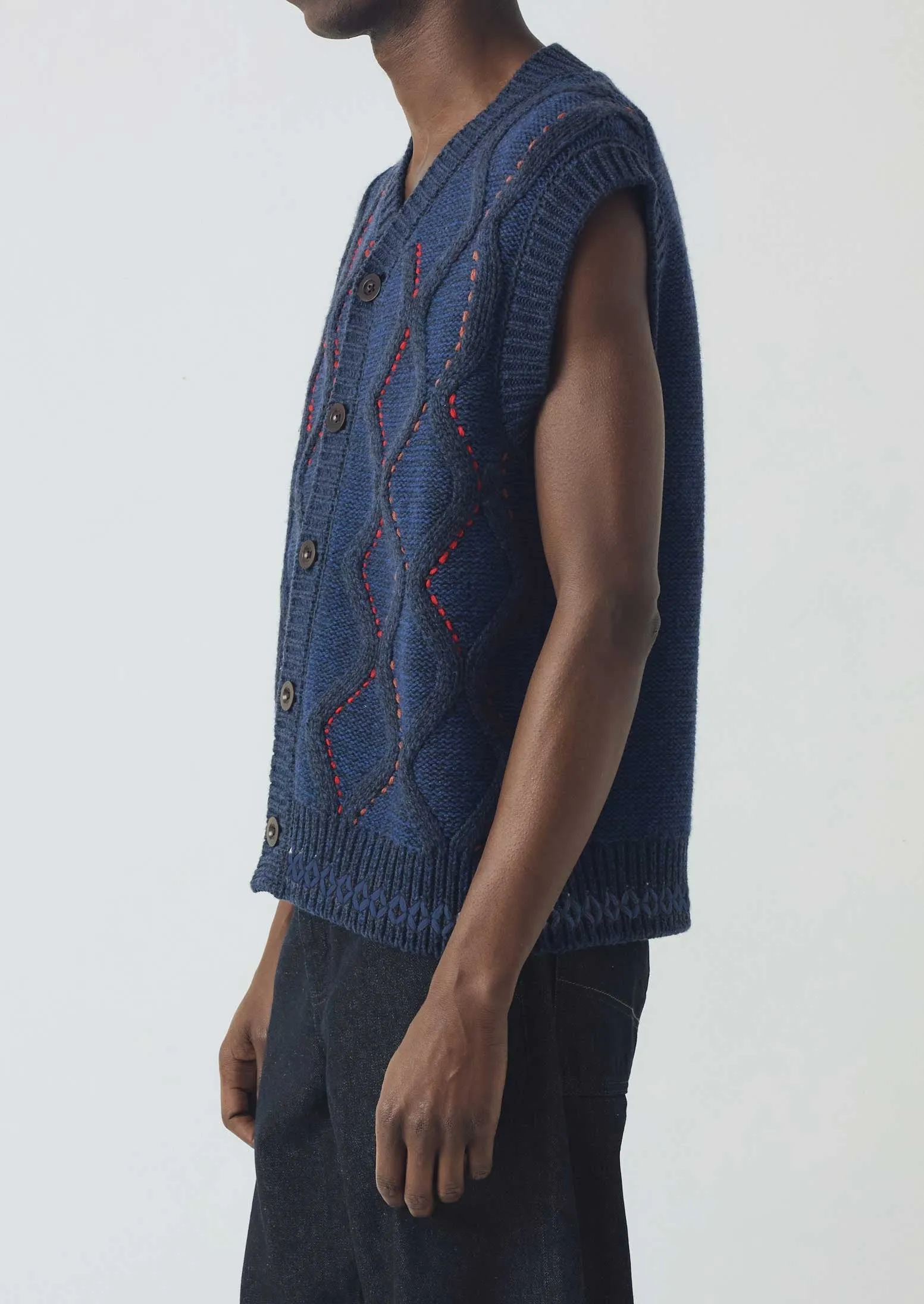 Hand Embellished Button Through Tank | Blue Multi sold by TOAST product image thumbnail 3