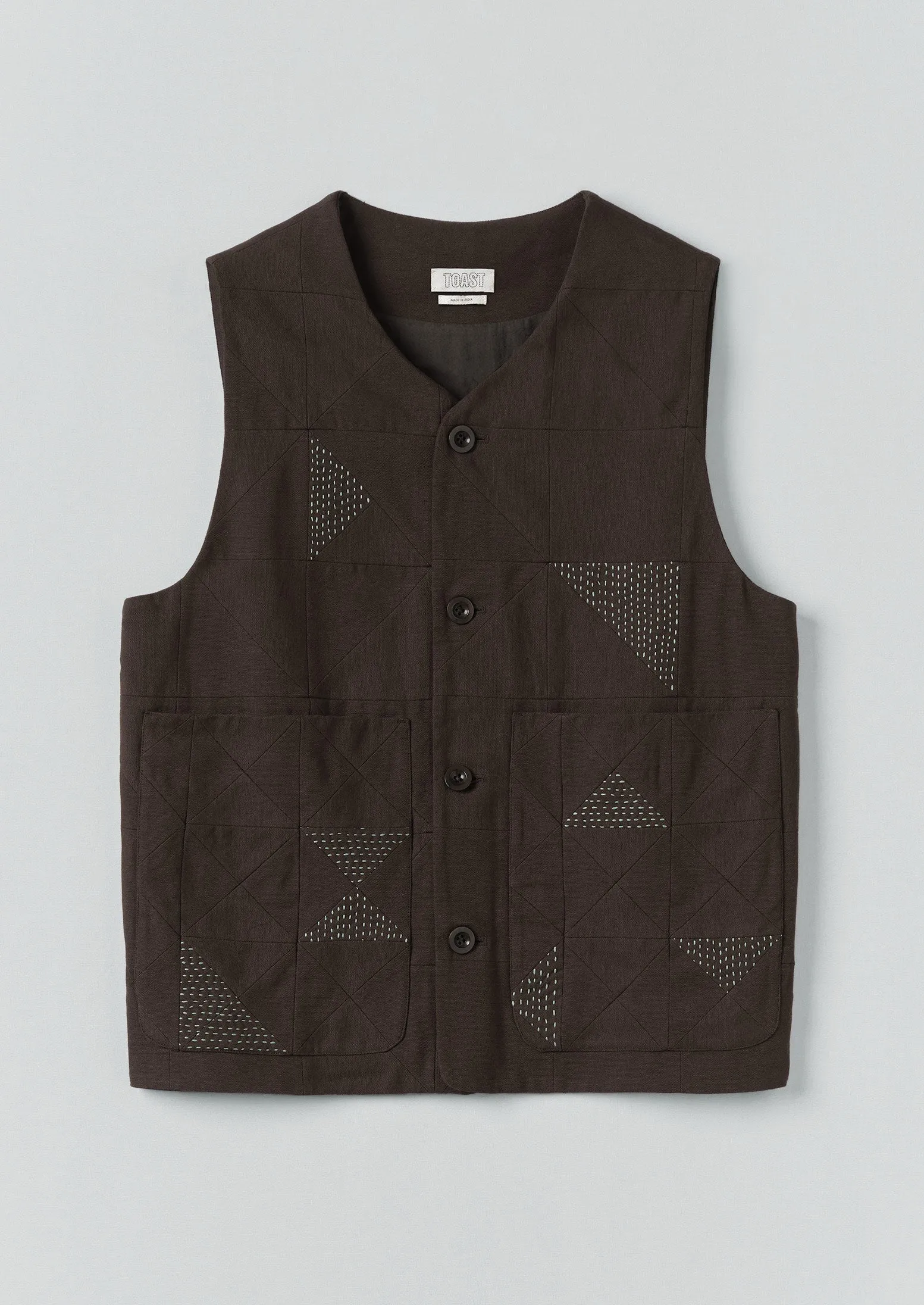 Patchwork Kantha Gilet | Pine sold by TOAST