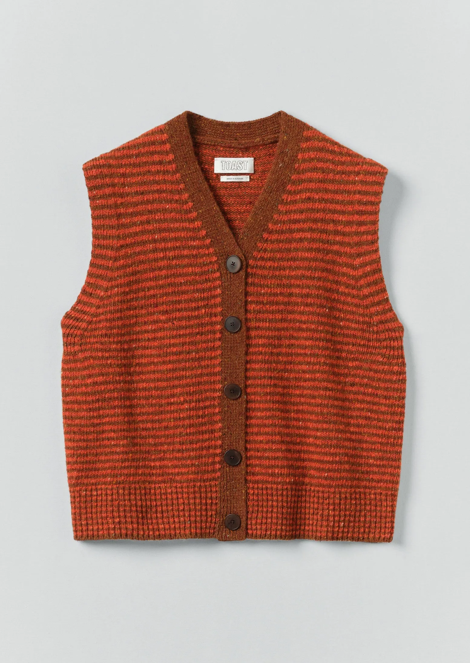 Striped Donegal V Neck Tank | Brick/Red Clay sold by TOAST