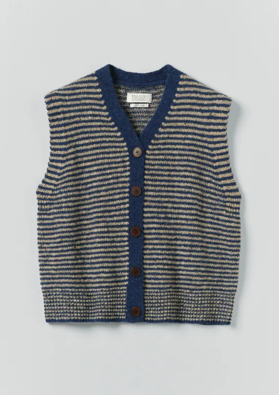 Striped Donegal V Neck Tank | Ink/Biscuit sold by TOAST