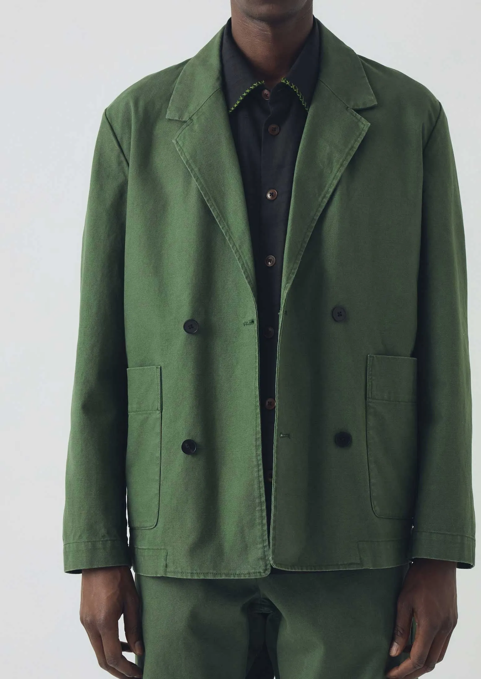 Cotton Canvas Breasted Jacket | Balsam Green sold by TOAST product image thumbnail 2