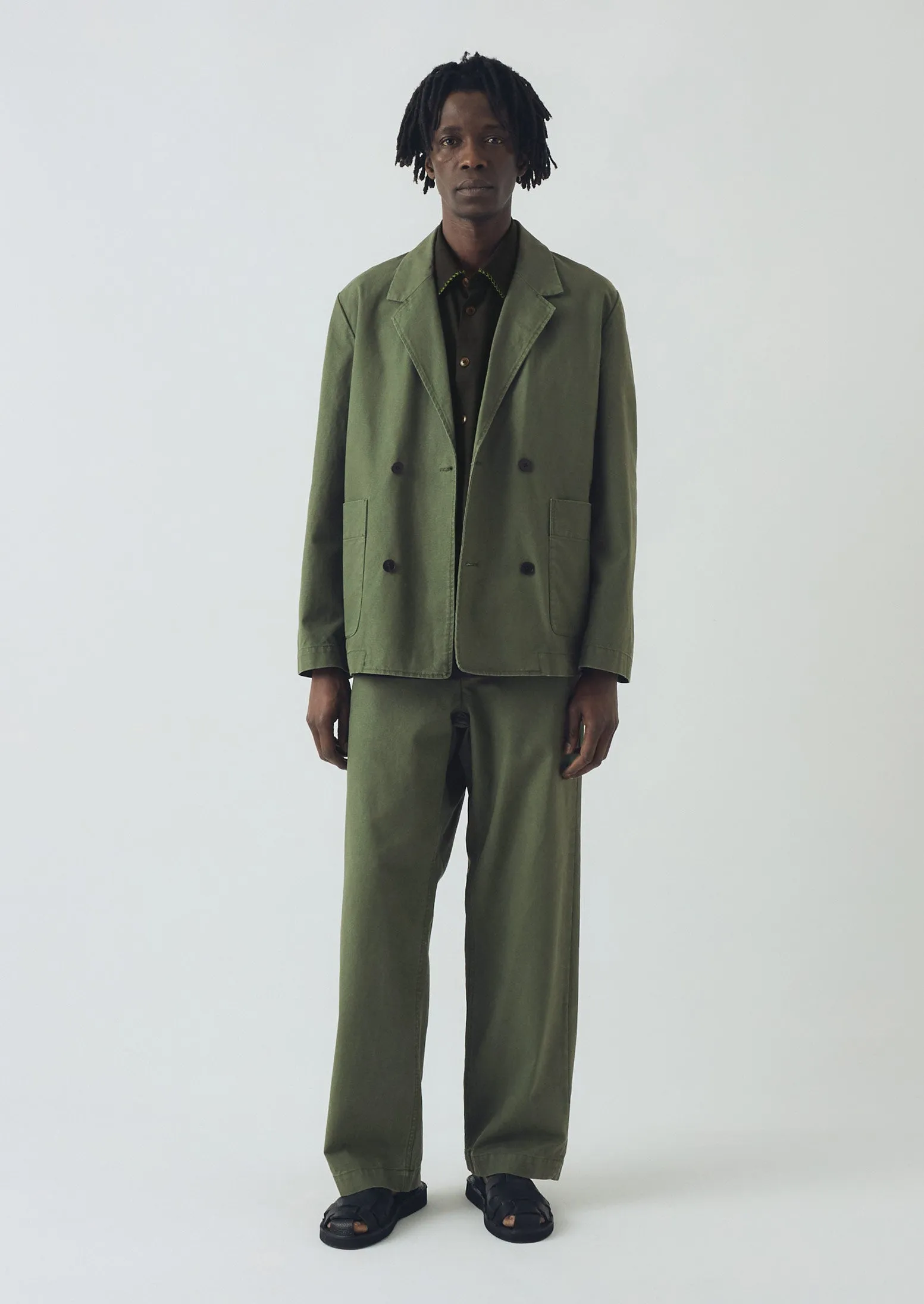 Cotton Canvas Breasted Jacket | Balsam Green sold by TOAST product image thumbnail 3