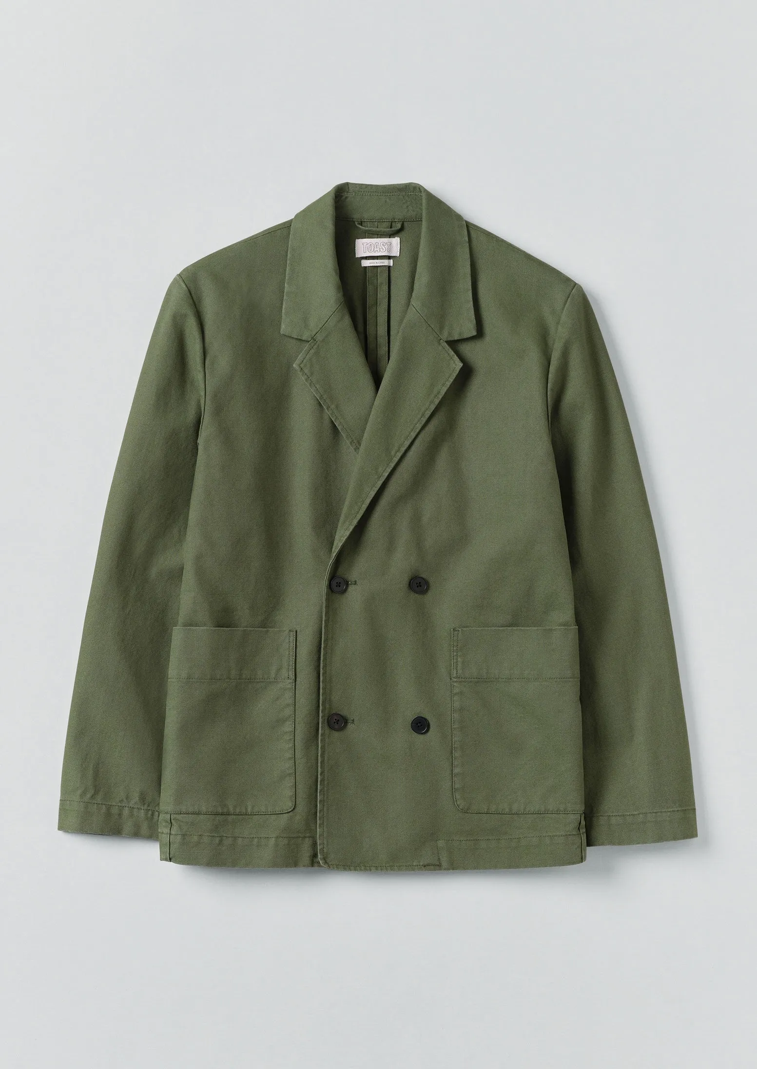 Cotton Canvas Breasted Jacket | Balsam Green sold by TOAST