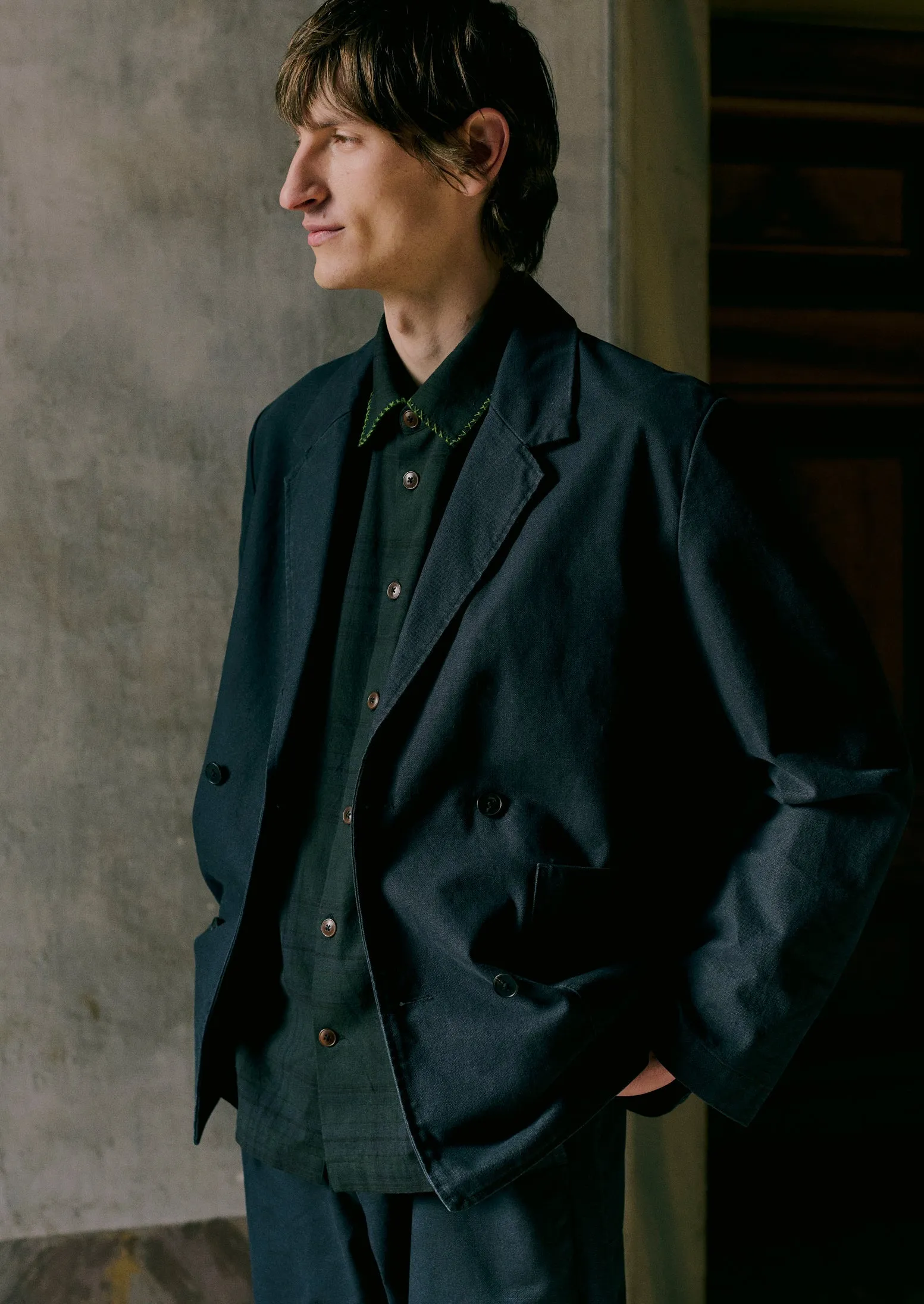 Cotton Canvas Breasted Jacket | Slate sold by TOAST product image thumbnail 2