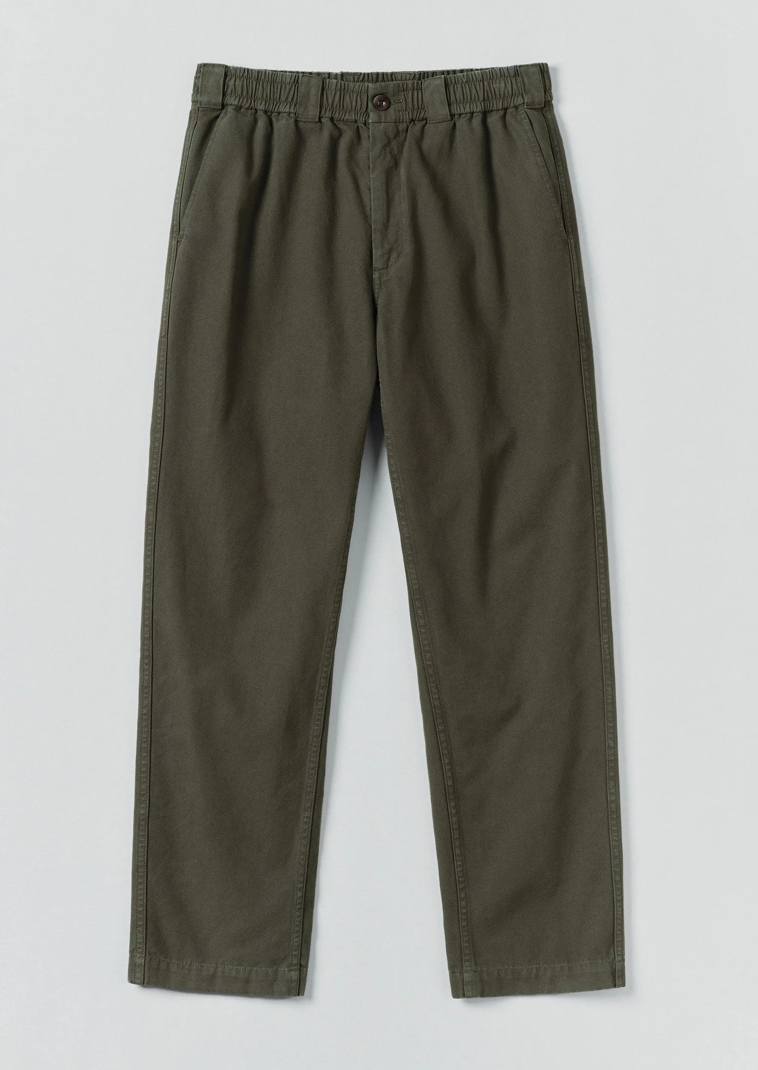 Cotton Canvas Elasticated Trousers | Peat sold by TOAST