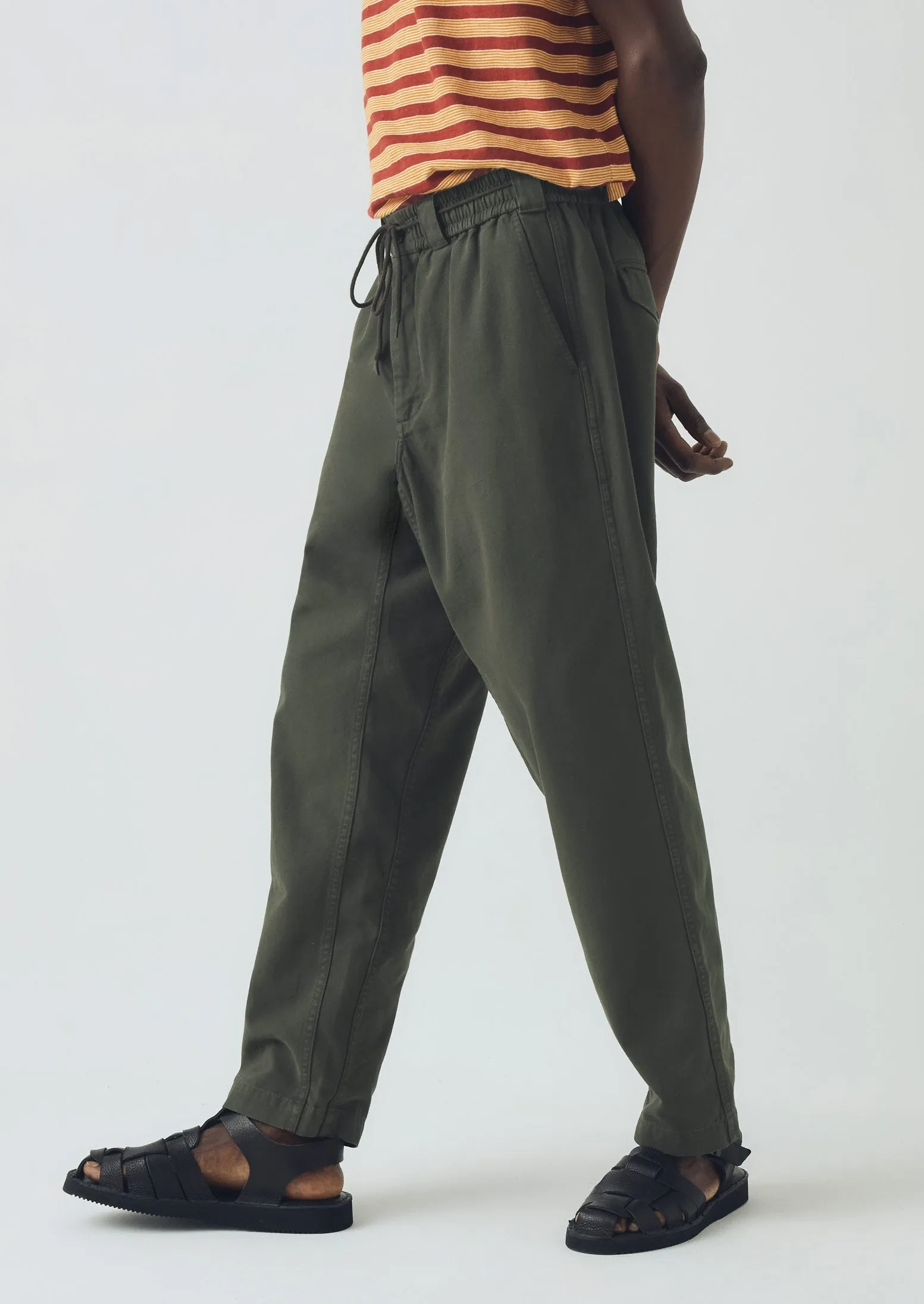 Cotton Canvas Elasticated Trousers | Peat sold by TOAST product image thumbnail 2