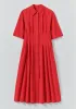 Pleated Cotton Linen Dress | Cardinal Red sold by TOAST