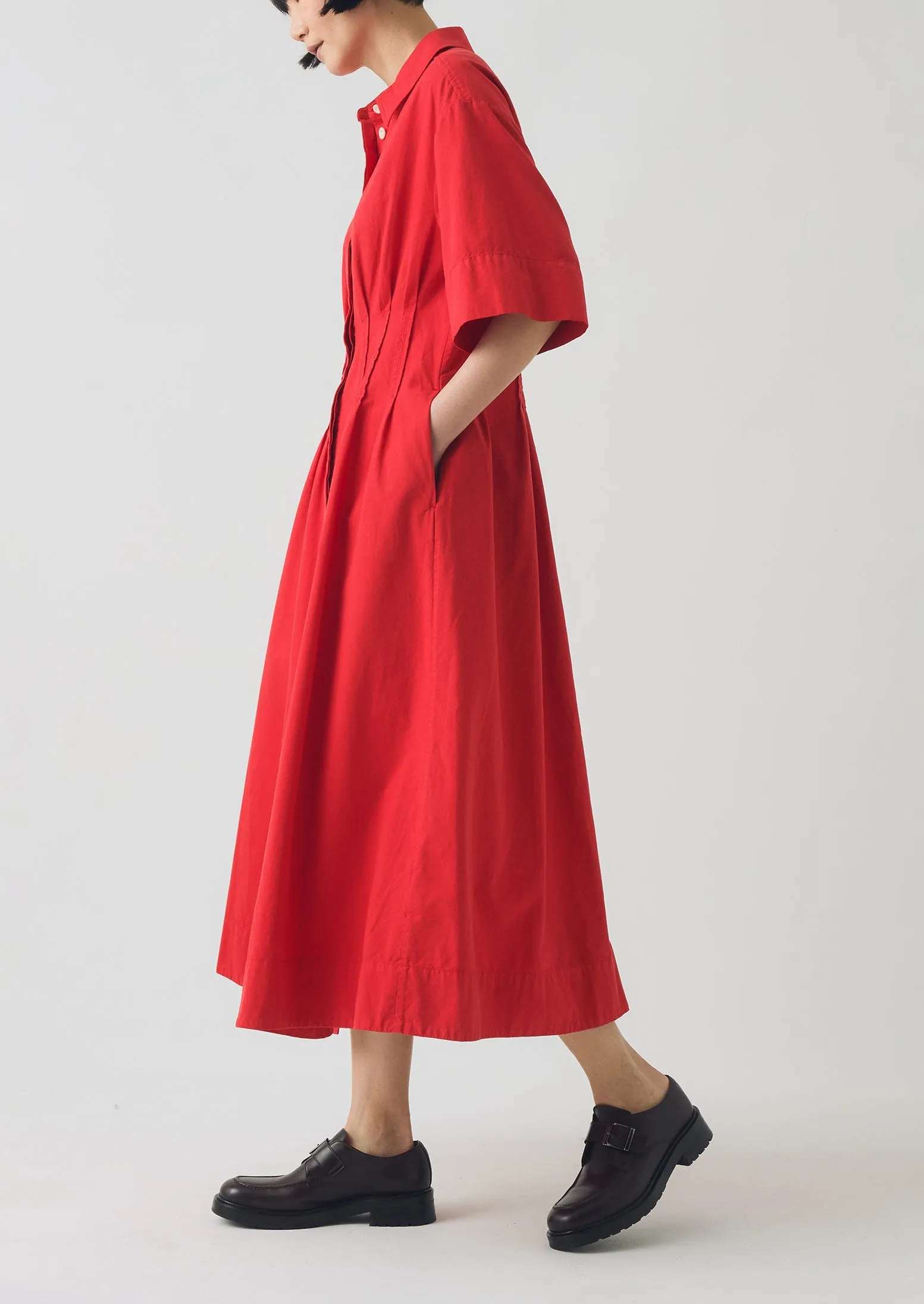 Pleated Cotton Linen Dress | Cardinal Red sold by TOAST product image thumbnail 2