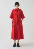 Pleated Cotton Linen Dress | Cardinal Red sold by TOAST