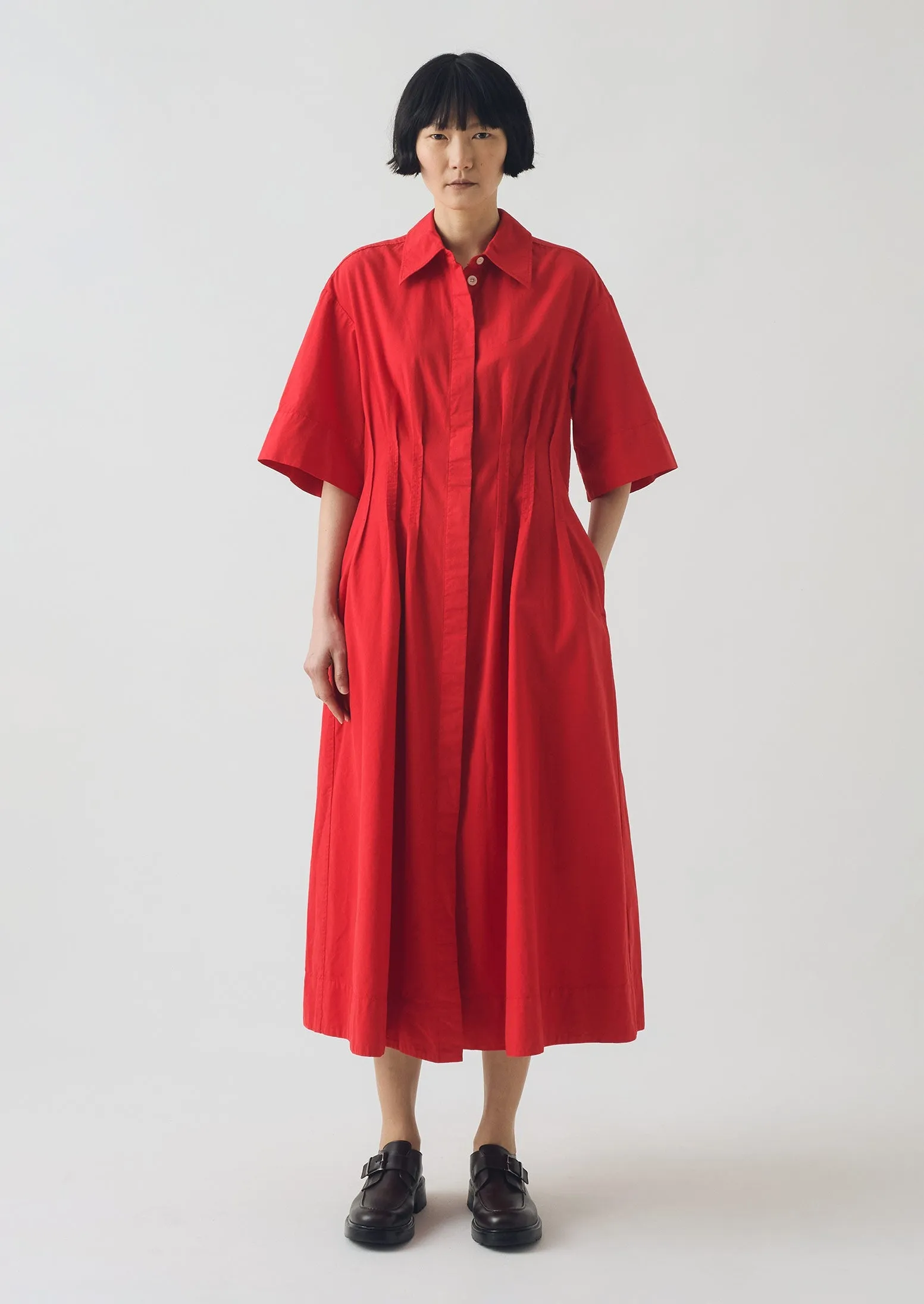 Pleated Cotton Linen Dress | Cardinal Red sold by TOAST product image thumbnail 3
