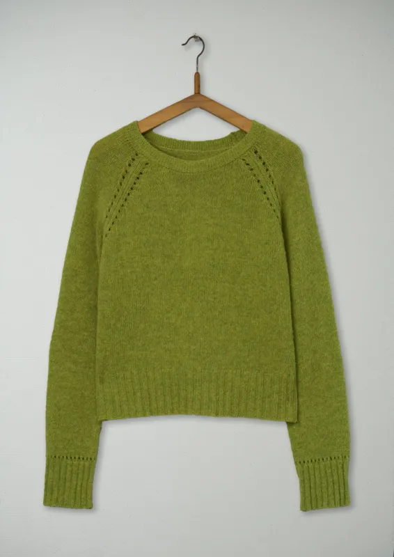 Reworn Wool Raglan Neat Sweater Size M (323) | Lime sold by TOAST