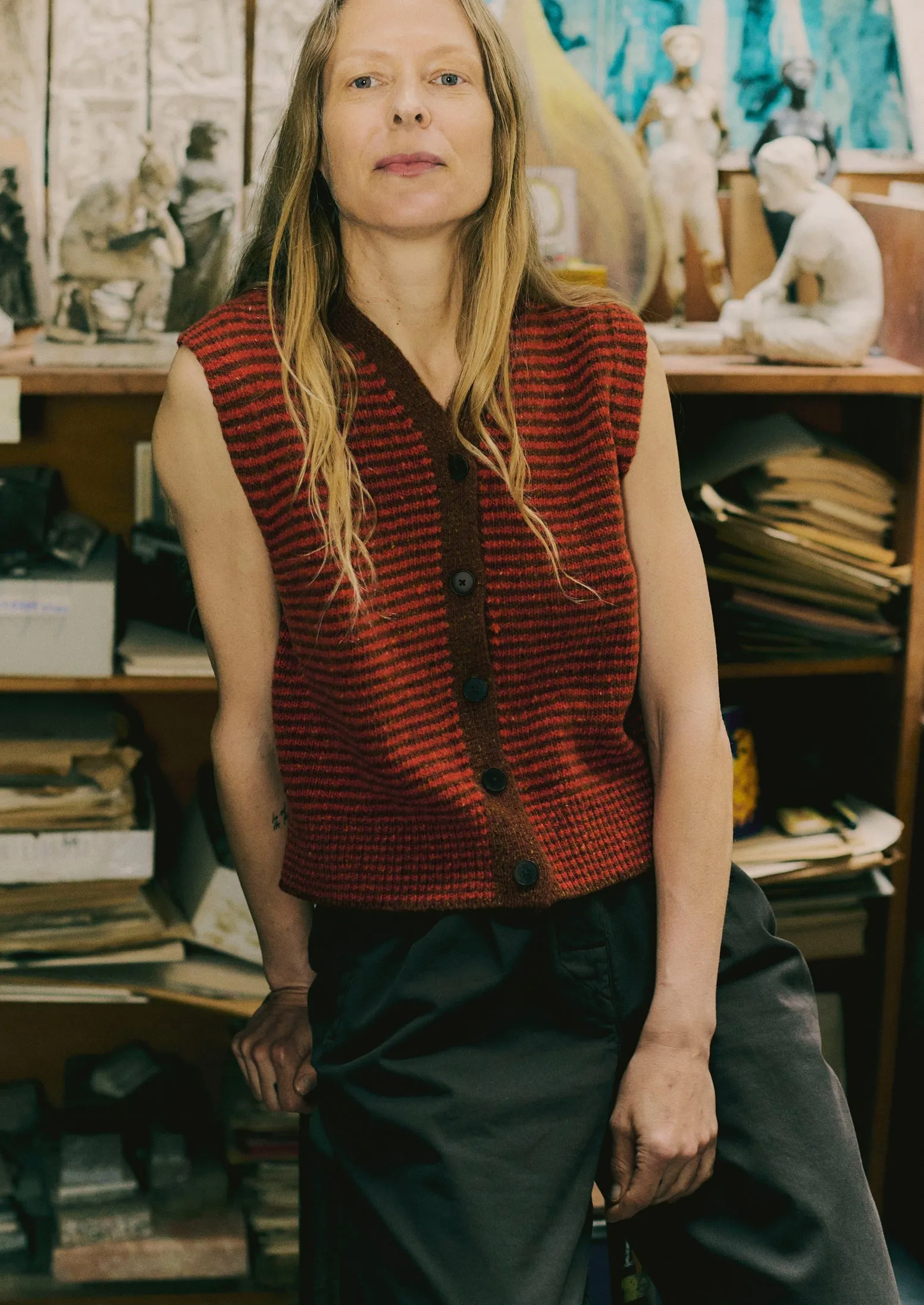 Stripe Donegal V Neck Tank | Brick/Red Clay sold by TOAST product image thumbnail 2