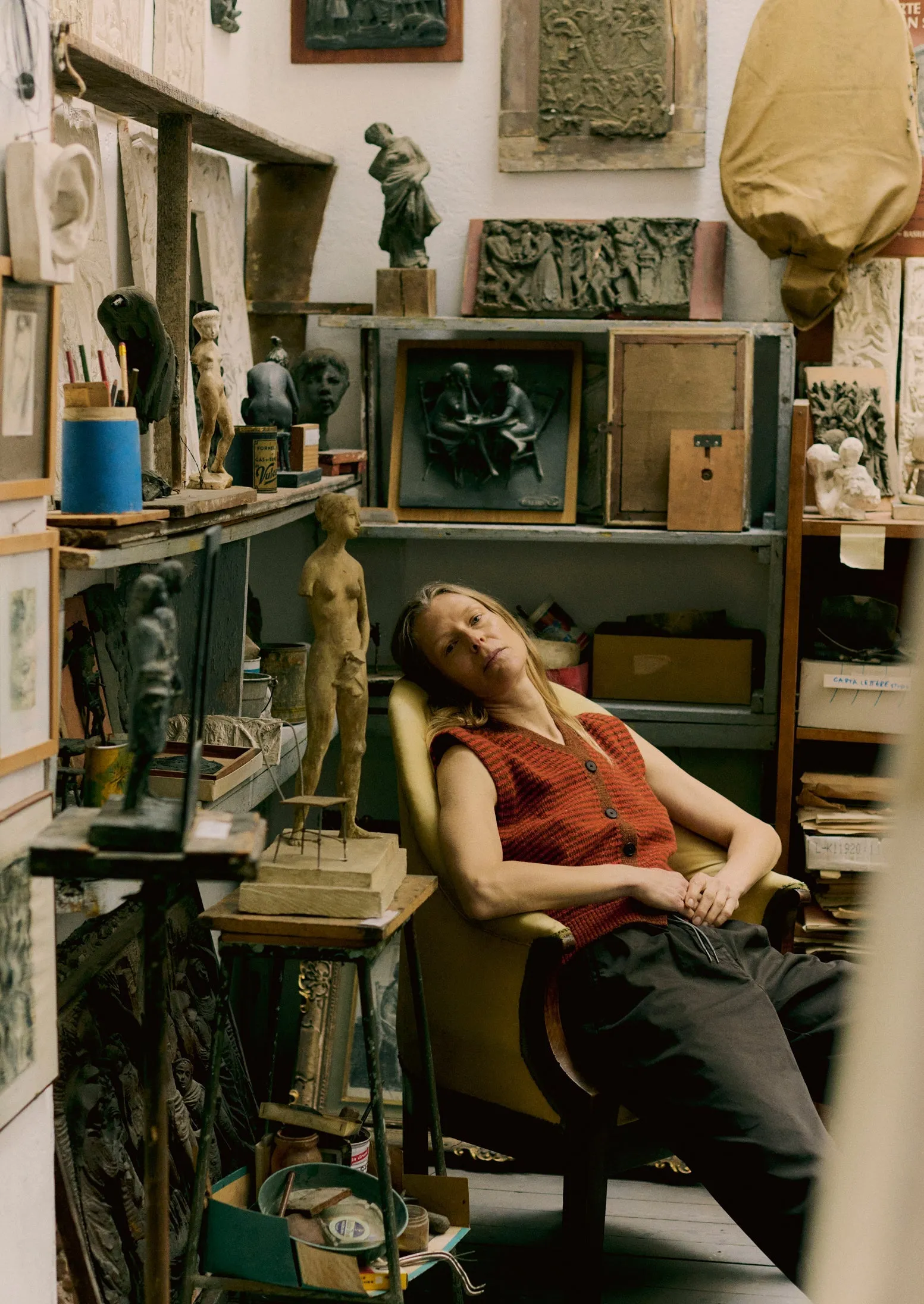 Stripe Donegal V Neck Tank | Brick/Red Clay sold by TOAST product image thumbnail 3