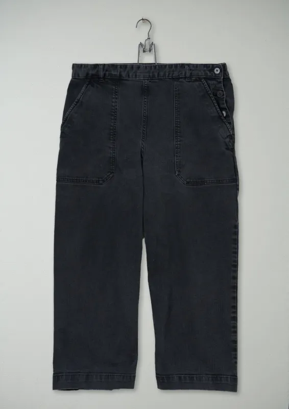 Reworn Annie Side Button Trousers Size 14 (582) | Washed Black sold by TOAST
