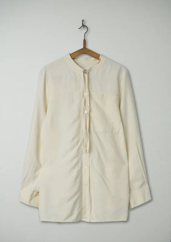 Reworn Tie Neck Silk Shirt Size 16 (285) | Ecru sold by TOAST