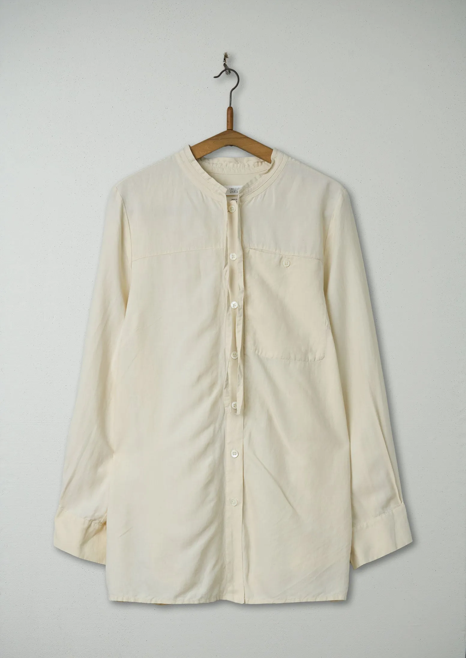 Reworn Tie Neck Silk Shirt Size 16 (285) | Ecru sold by TOAST