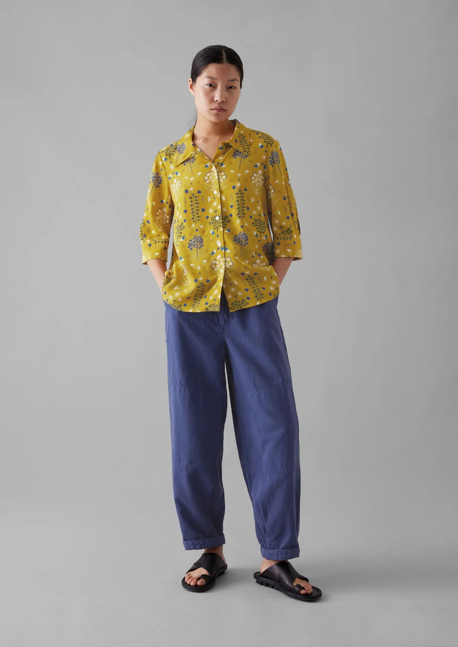 Collector Print Crepe Shirt | Golden Ochre sold by TOAST product image thumbnail 4