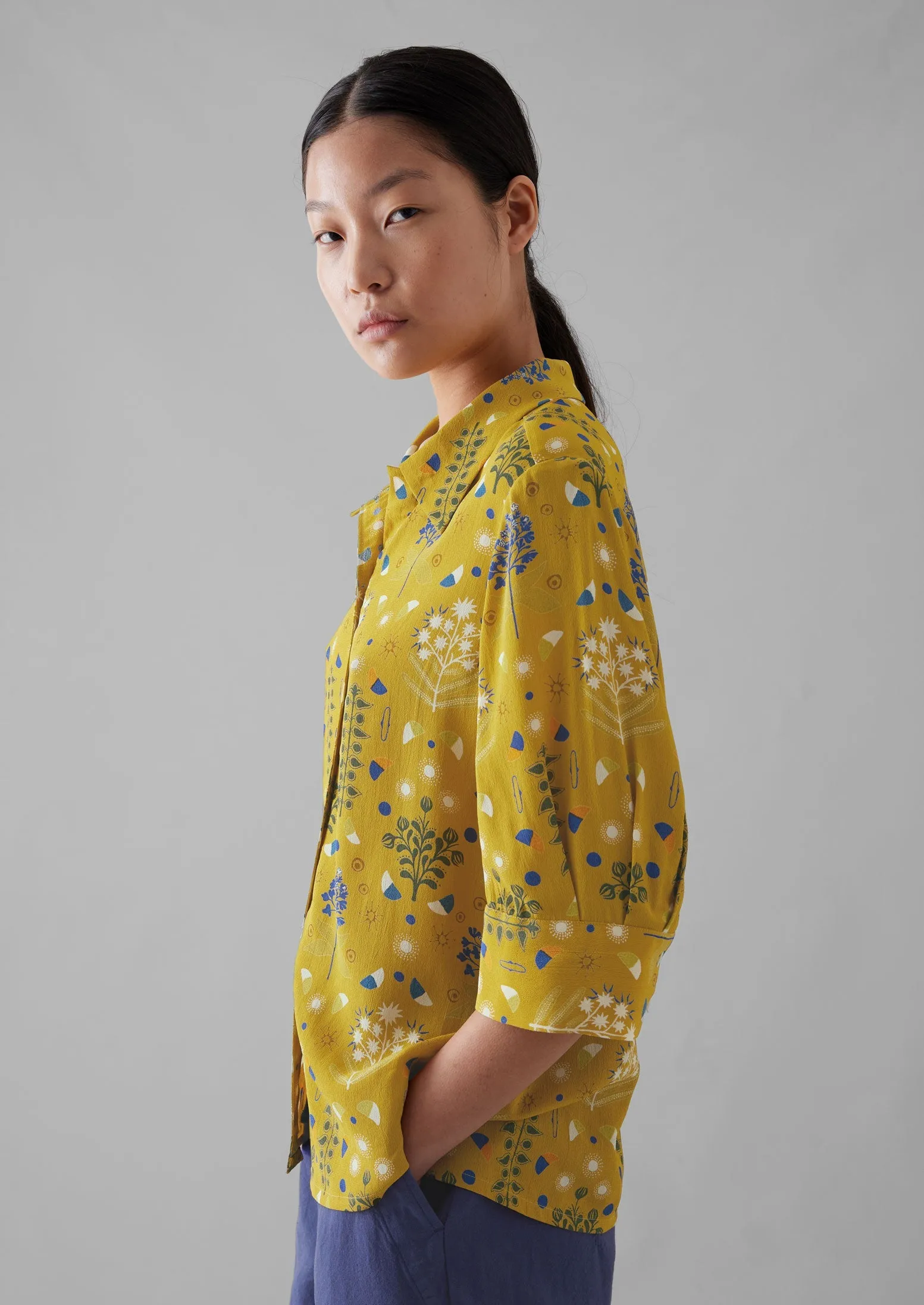 Collector Print Crepe Shirt | Golden Ochre sold by TOAST product image thumbnail 2