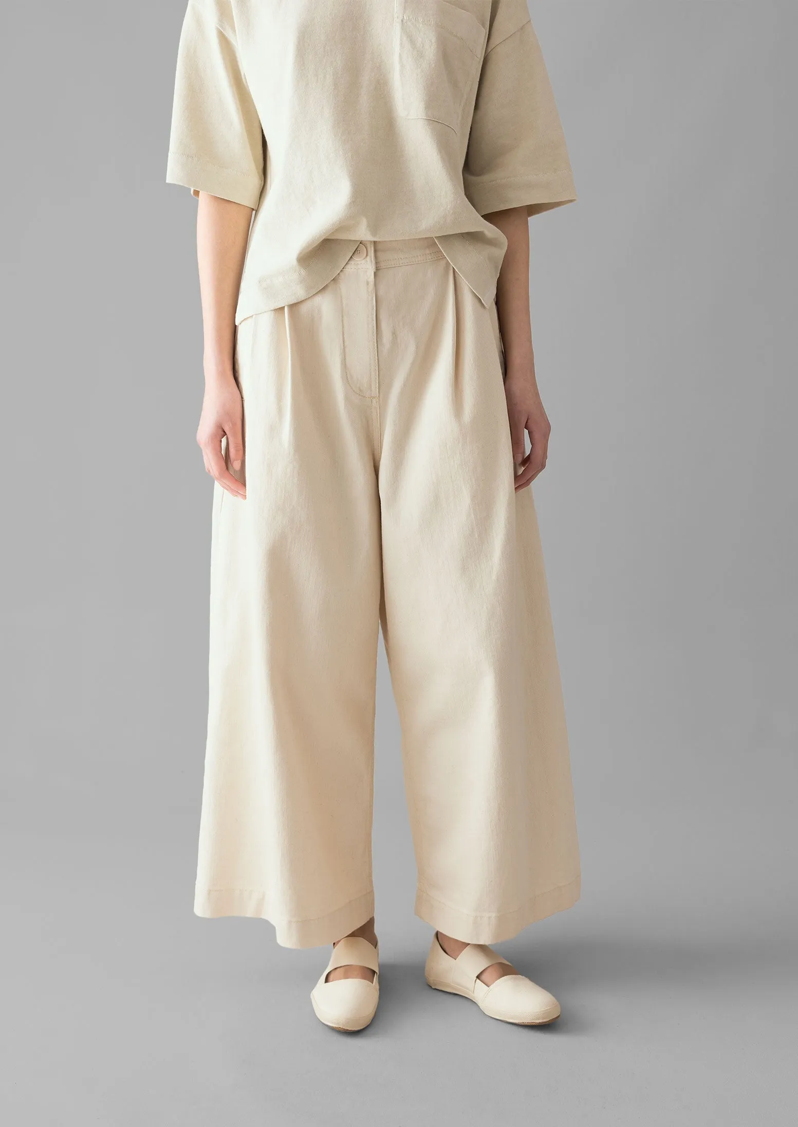 Denim Pleat Front Trousers | Ecru sold by TOAST product image thumbnail 4