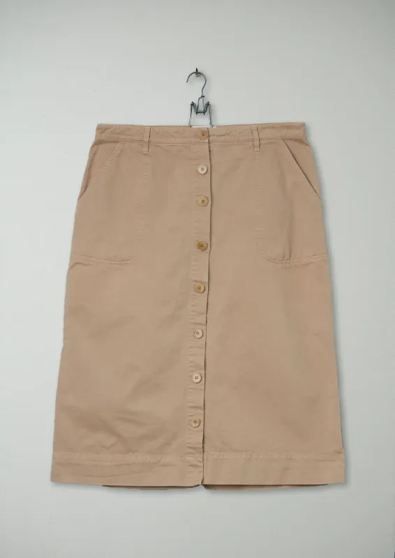 Reworn Cotton Twill Skirt Size 16 (165) | Sand made by TOAST