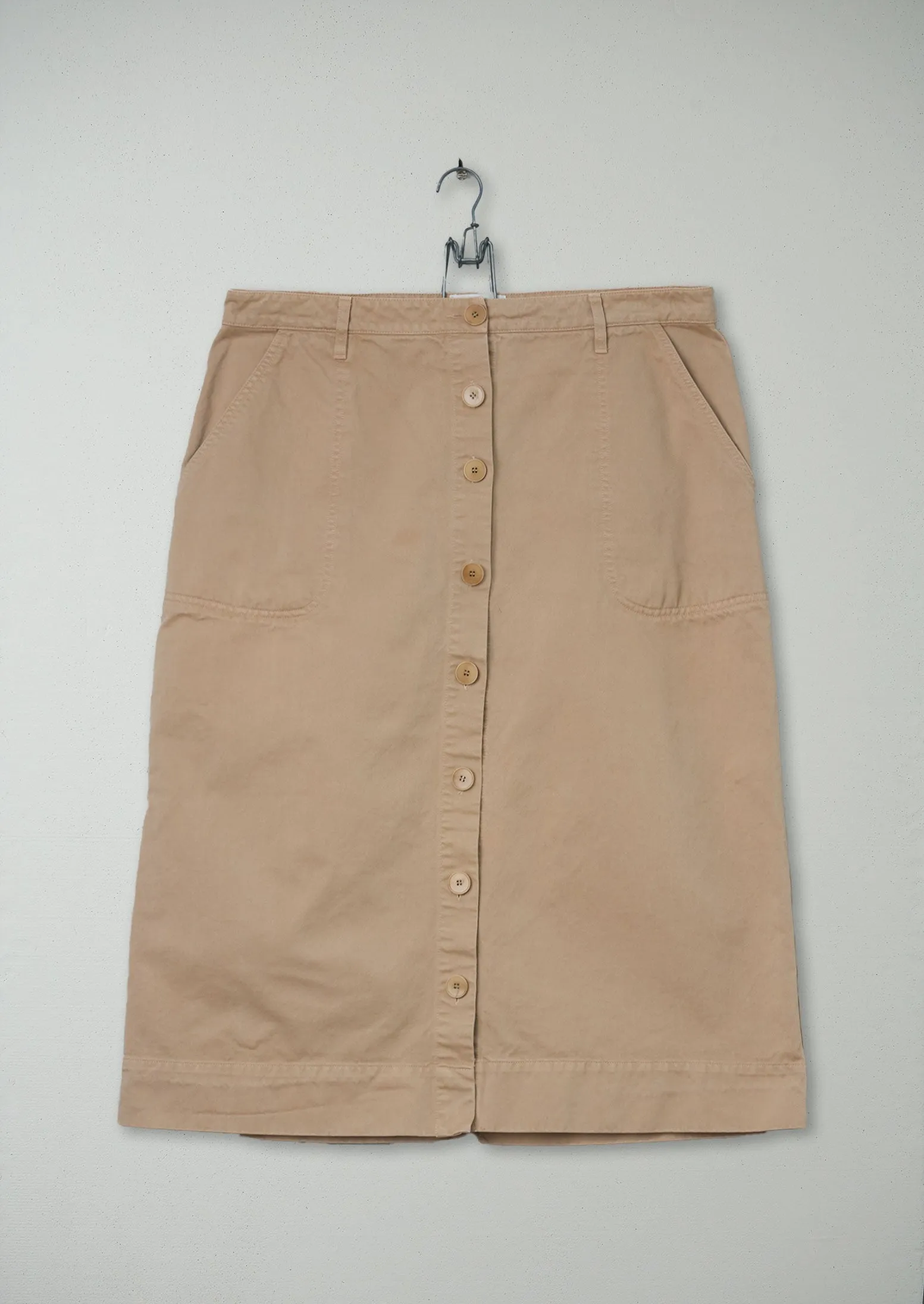 Reworn Cotton Twill Skirt Size 16 (165) | Sand sold by TOAST