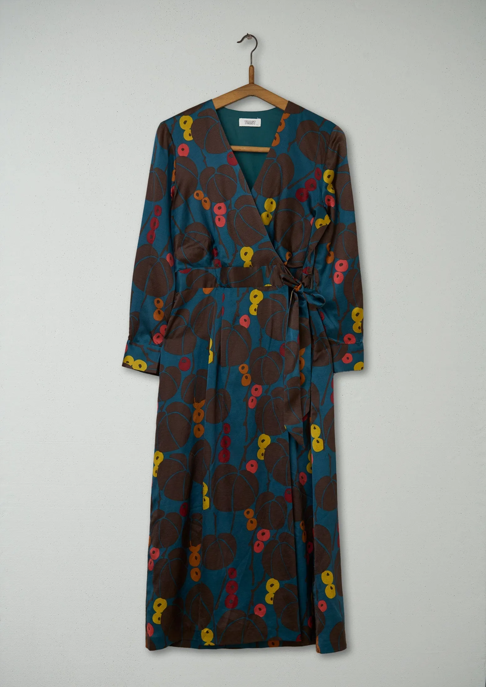 Reworn Berry Wrap Print Dress Size 6 (944) | Dark Teal sold by TOAST