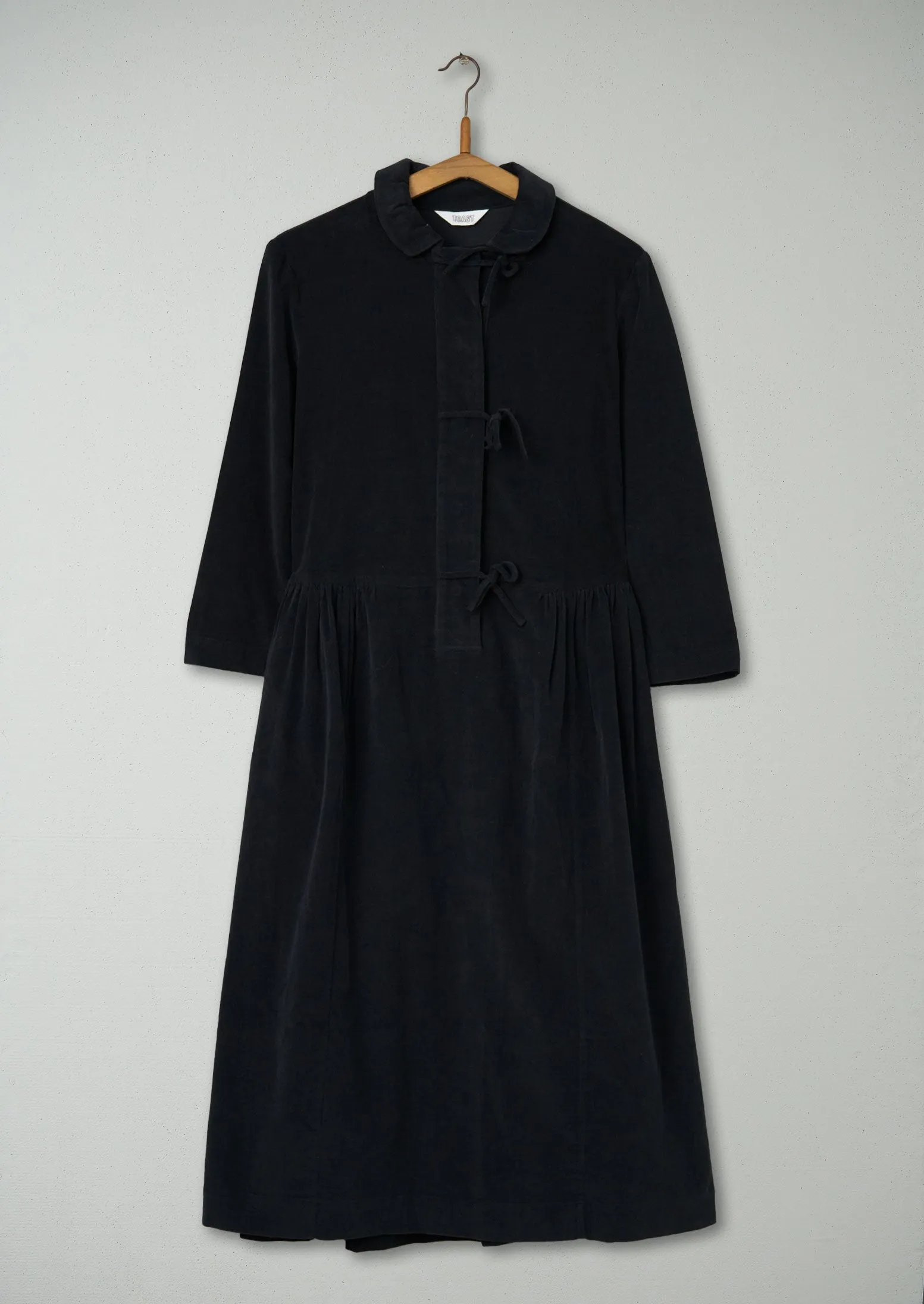 Reworn Needlecord Tie Front Dress Size 6 (945) | Dark Olive sold by TOAST