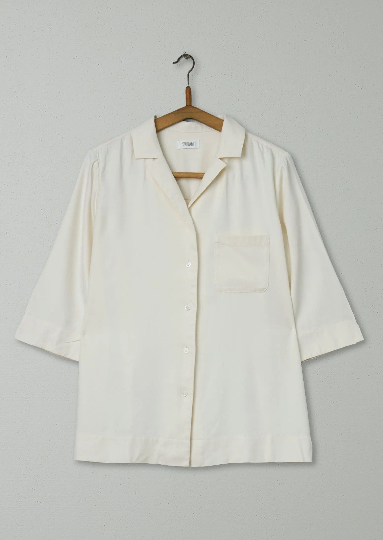 Reworn Herringbone PJ Silk Shirt Size 8 (525) | Milky White sold by TOAST