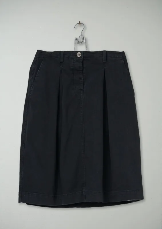 Reworn Denim Pleat Front Skirt Size 10 (167) | Black sold by TOAST