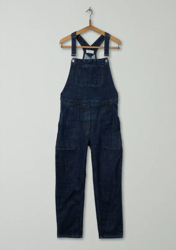 Reworn Jessa Denim Dungaree Size 6 (623) | Indigo sold by TOAST