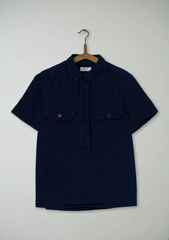 Reworn Indigo Safari Shirt Size 10 (529) | Indigo sold by TOAST