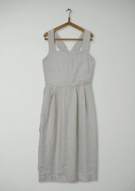 Reworn Linen Twill Dress Size 16 (983) | Parchment sold by TOAST