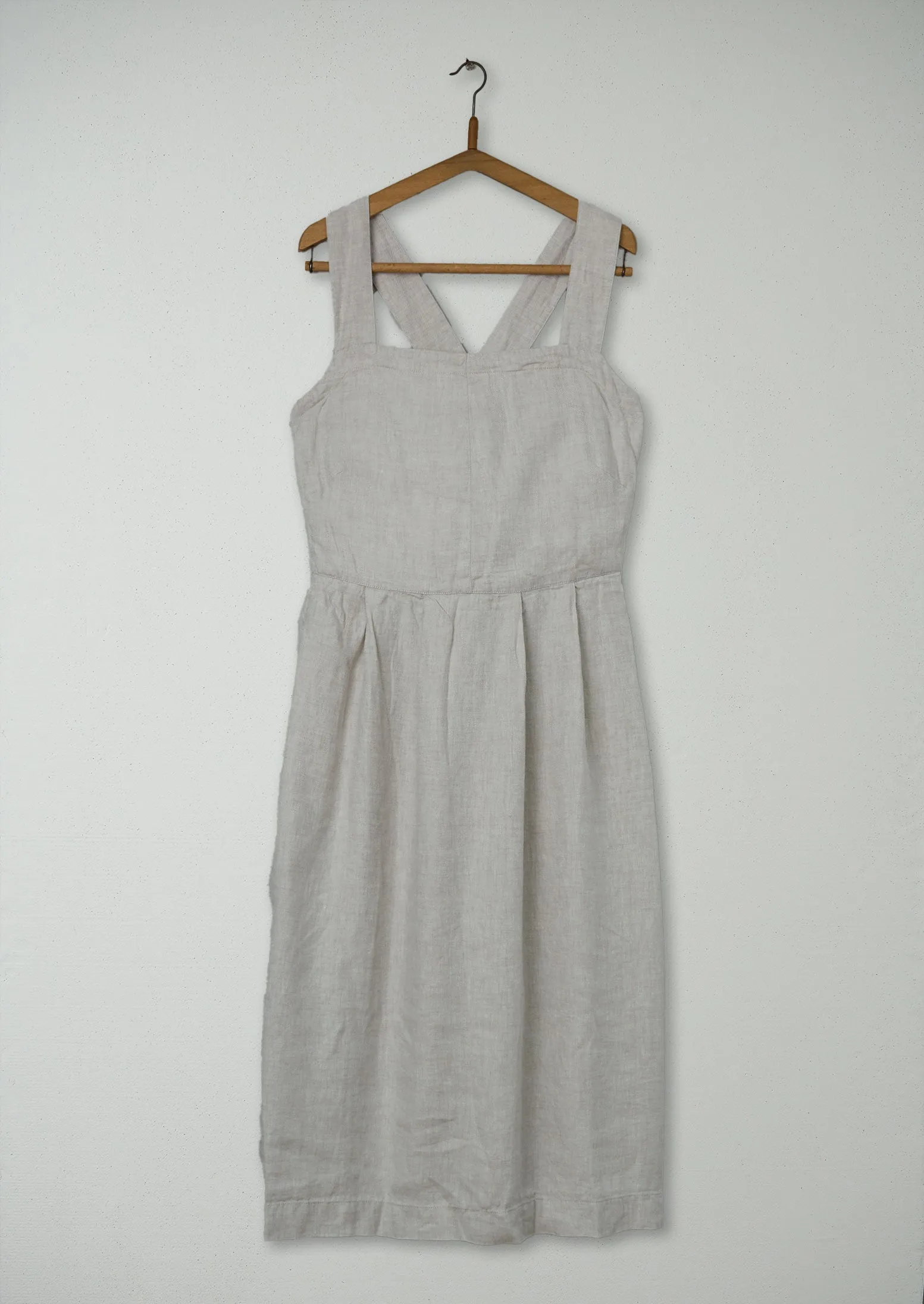 Reworn Linen Twill Dress Size 16 (983) | Parchment sold by TOAST