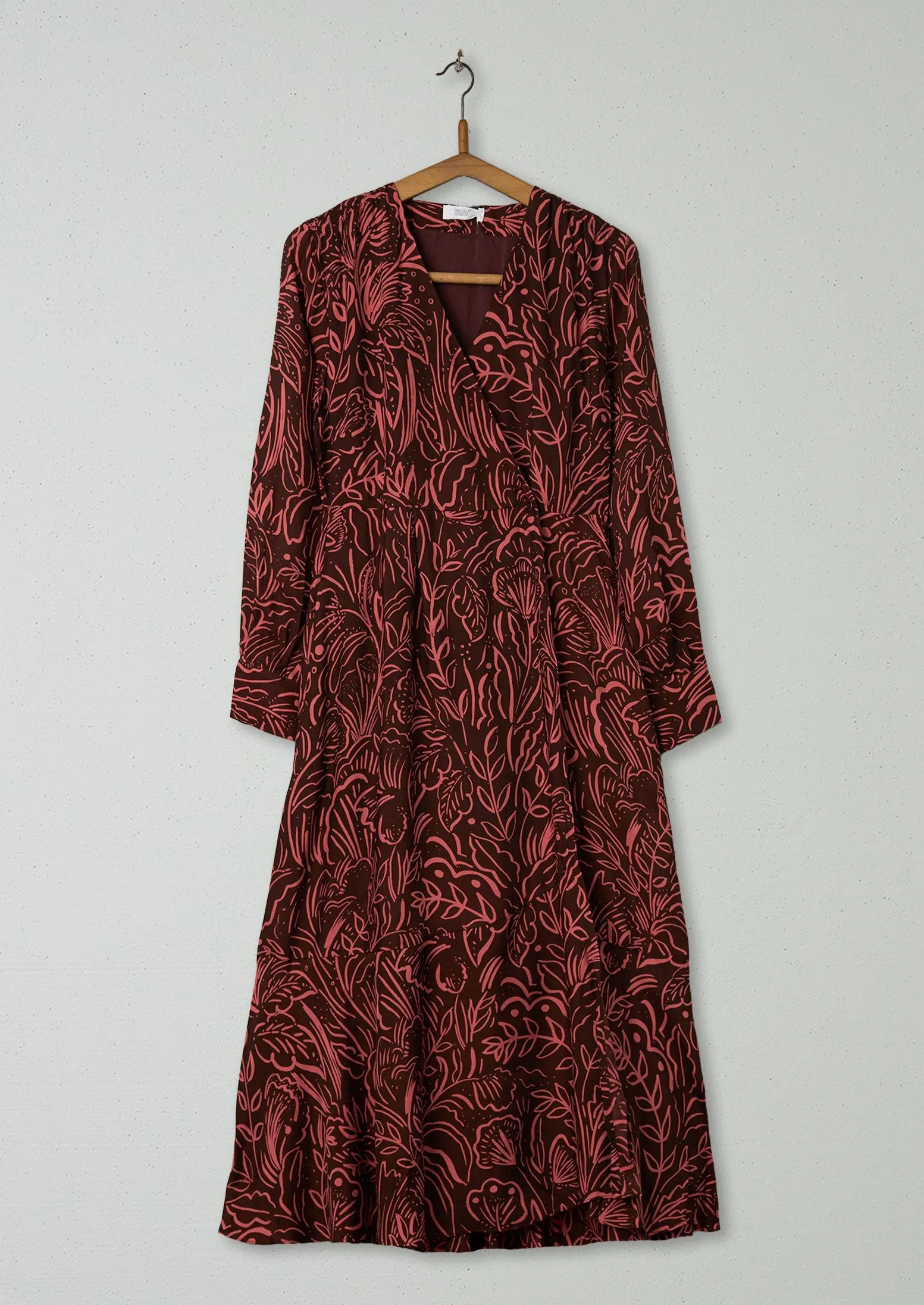 Reworn Print Wrap Dress Size 8 (1003) | Maroon sold by TOAST