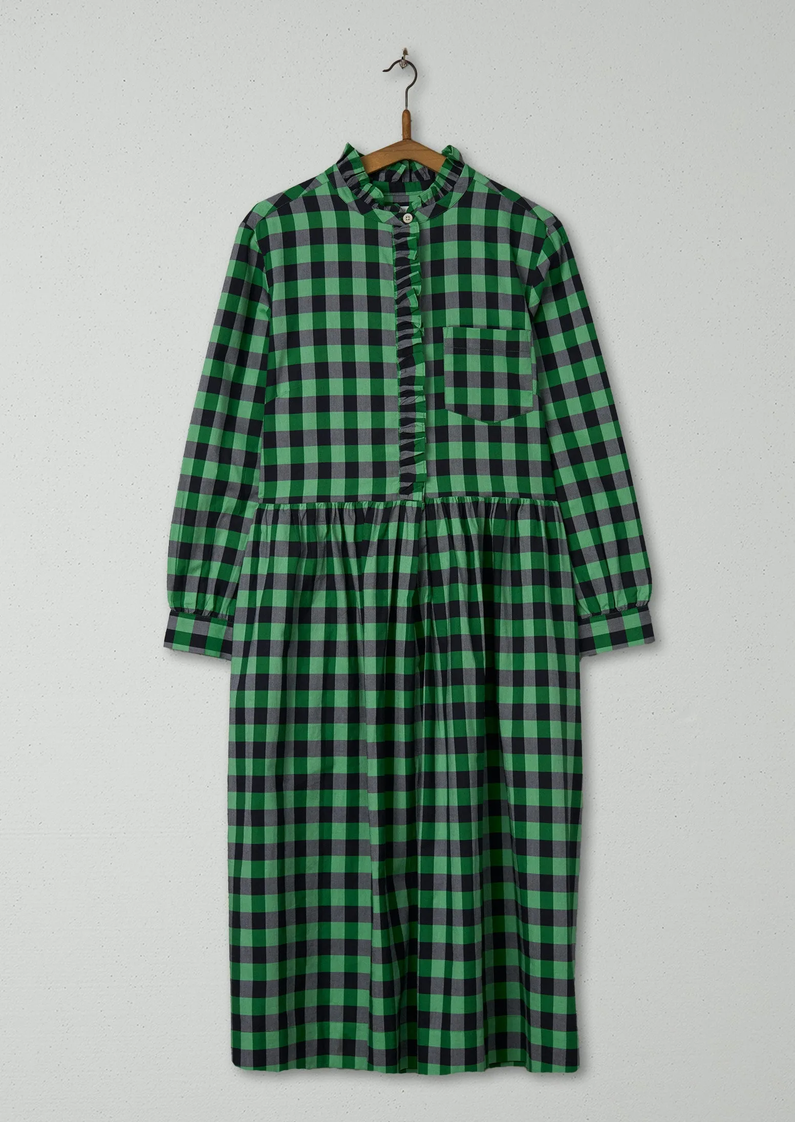 Reworn Check Cotton Shirt Dress Size 8 (1007) | Green Black sold by TOAST