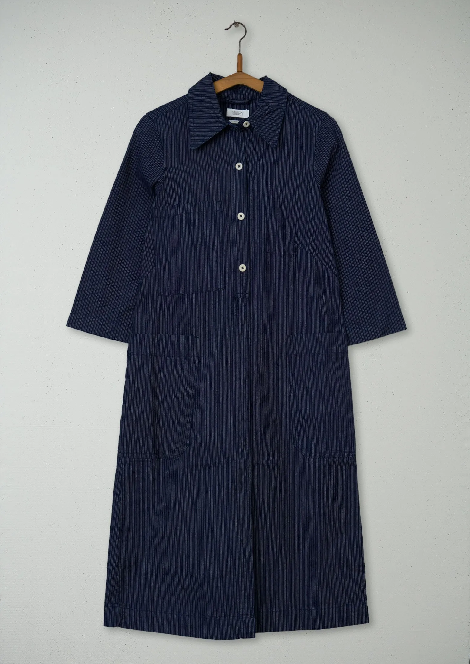 Reworn Fine Stripe Cotton Shirt Dress Size 8 (1009) | Multi sold by TOAST