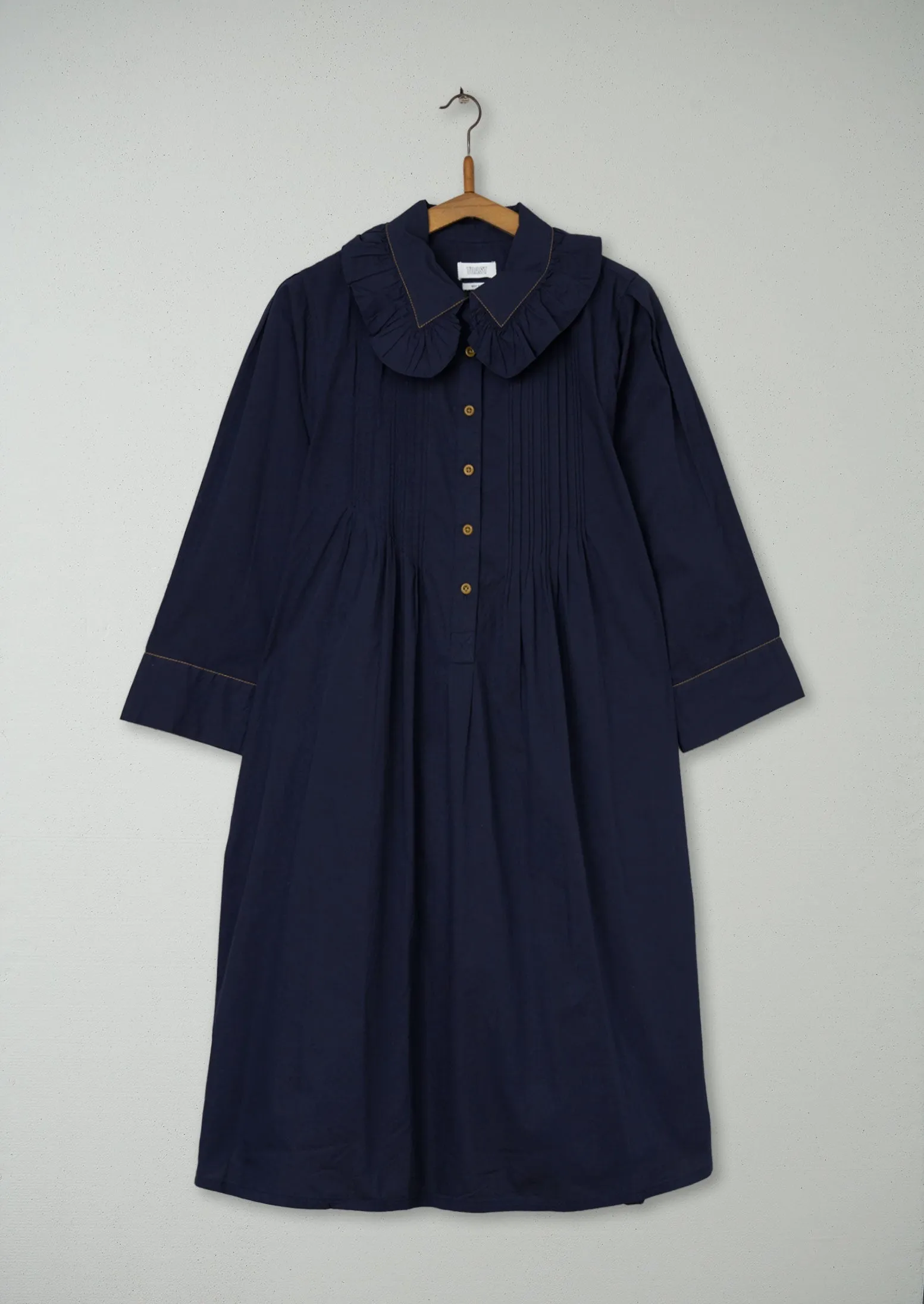 Reworn Ruffle Collar Dress Size 10 (1023) | Navy sold by TOAST