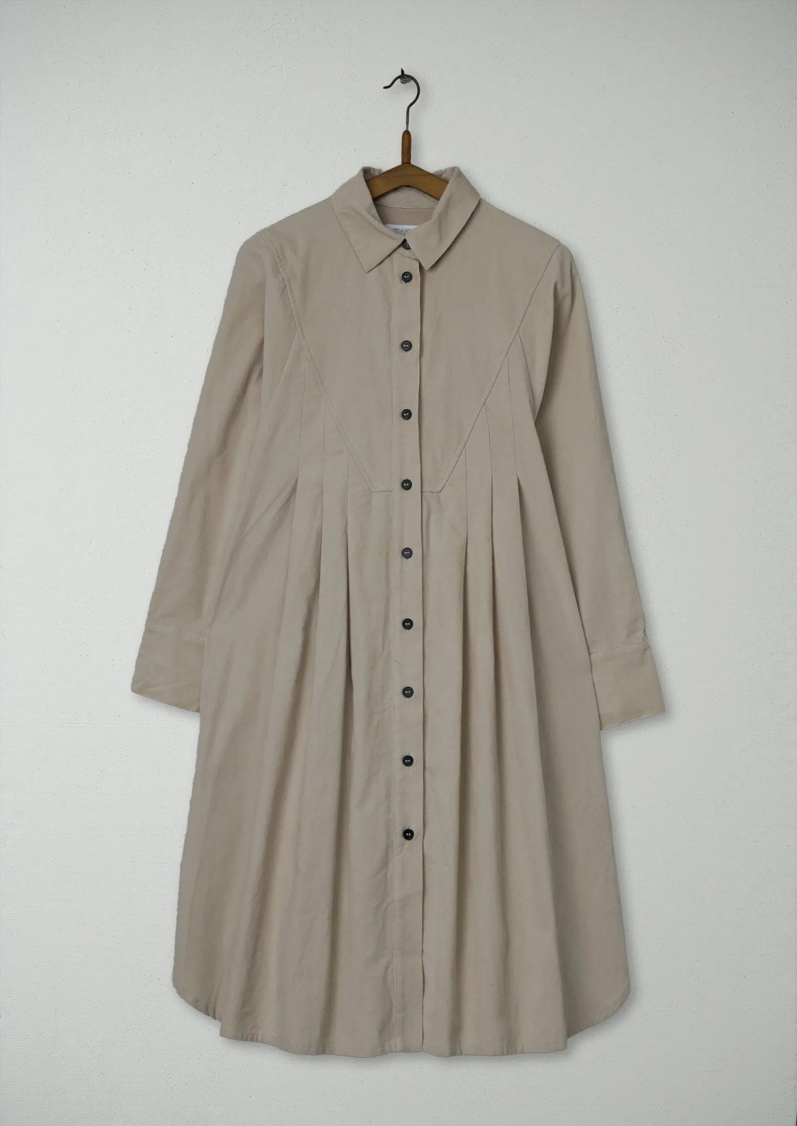 Reworn Needlecord Swingy Shirt Dress Size 6 (1031) | Chalk sold by TOAST
