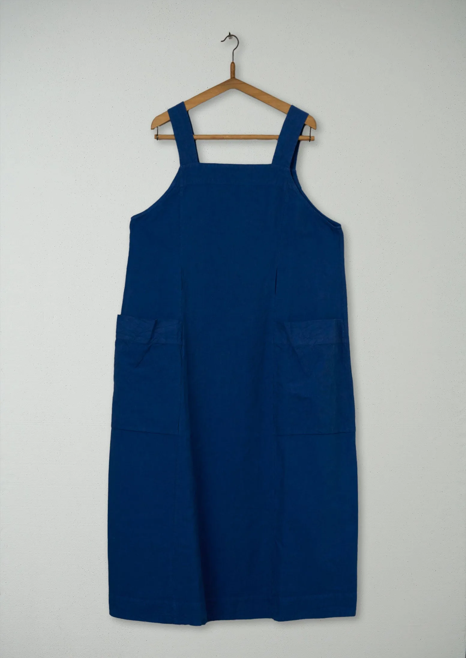Reworn Fine Stripe Pinafore Dress Size 16 (1039) | Storm Blue sold by TOAST