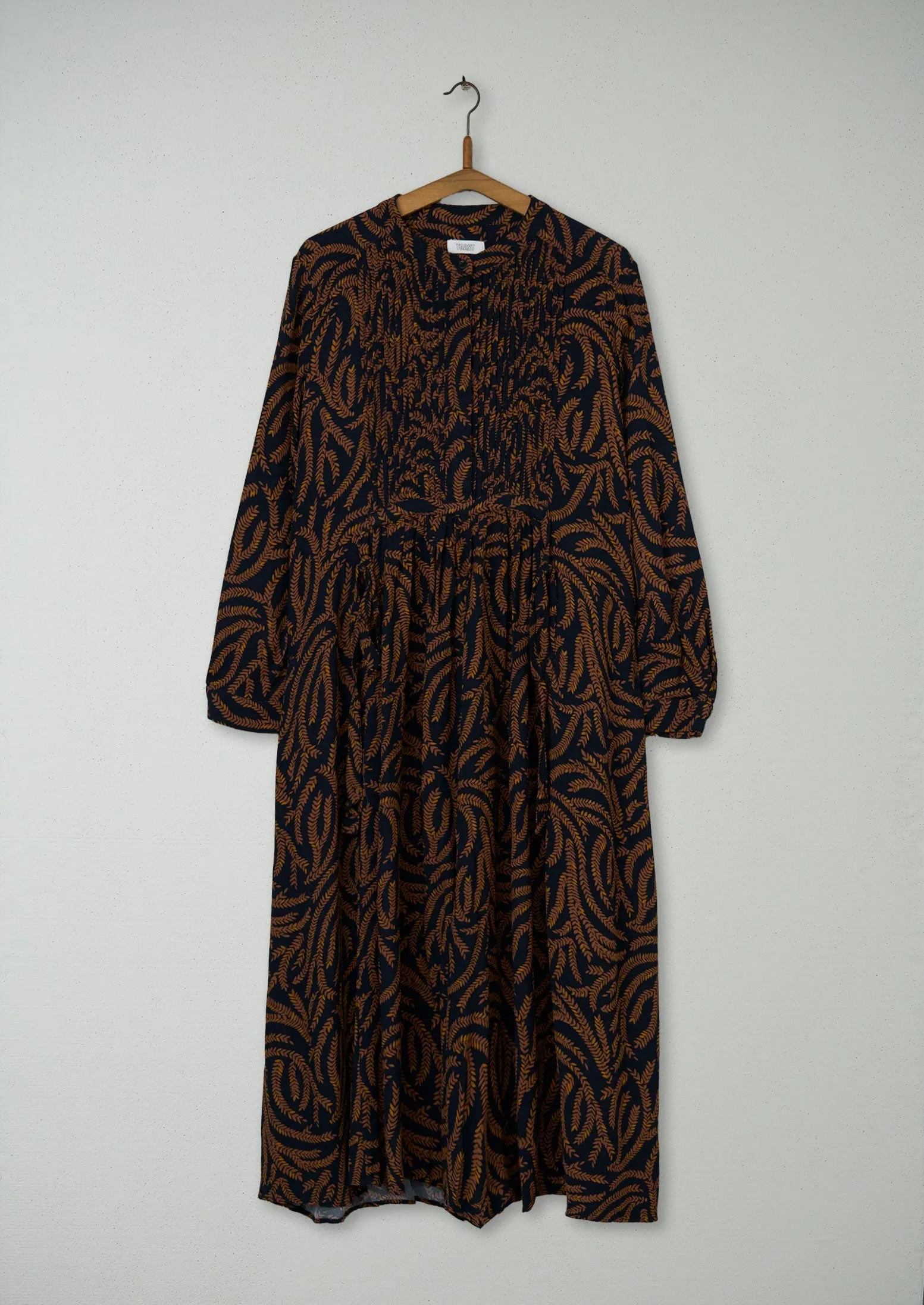 Reworn Fern Print Dress Size 16 (1040) | Slate Blue sold by TOAST