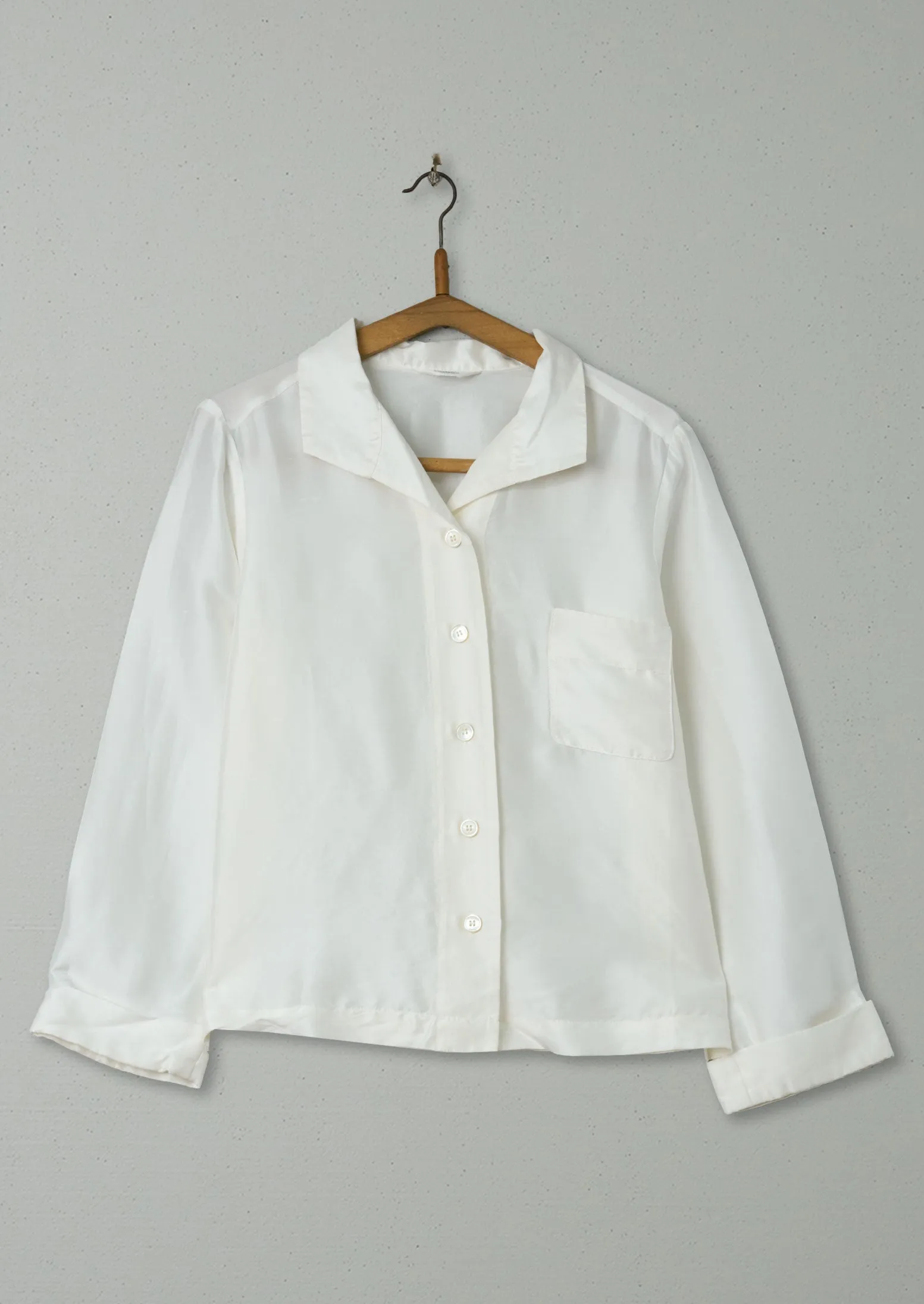 Reworn Silk Dupion PJ Shirt Size 12 (546) | Egg Shell sold by TOAST